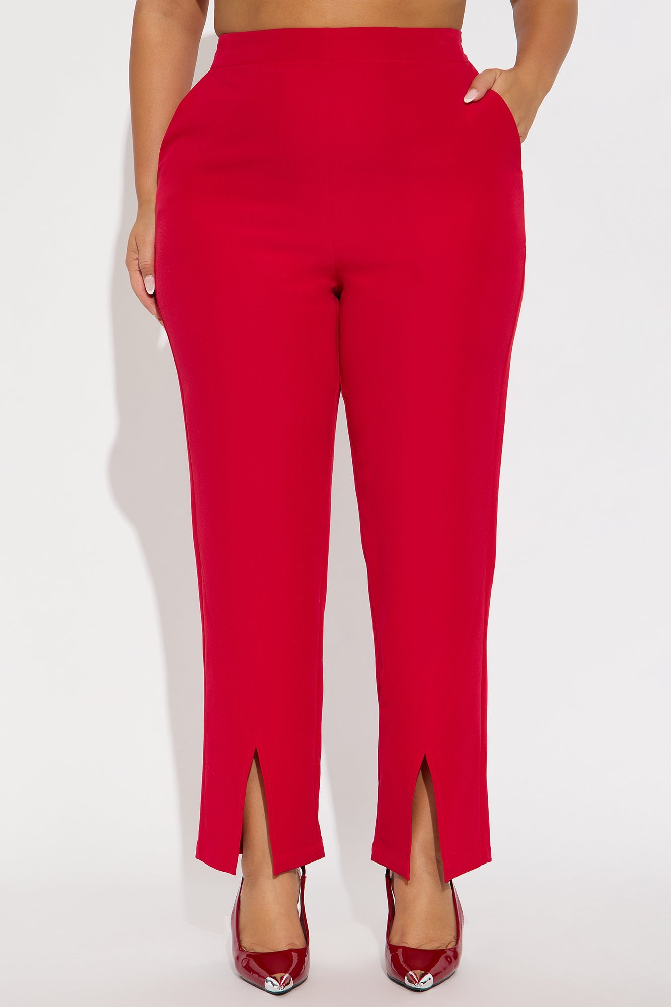 About Her Business Capri Trouser Pant - Red