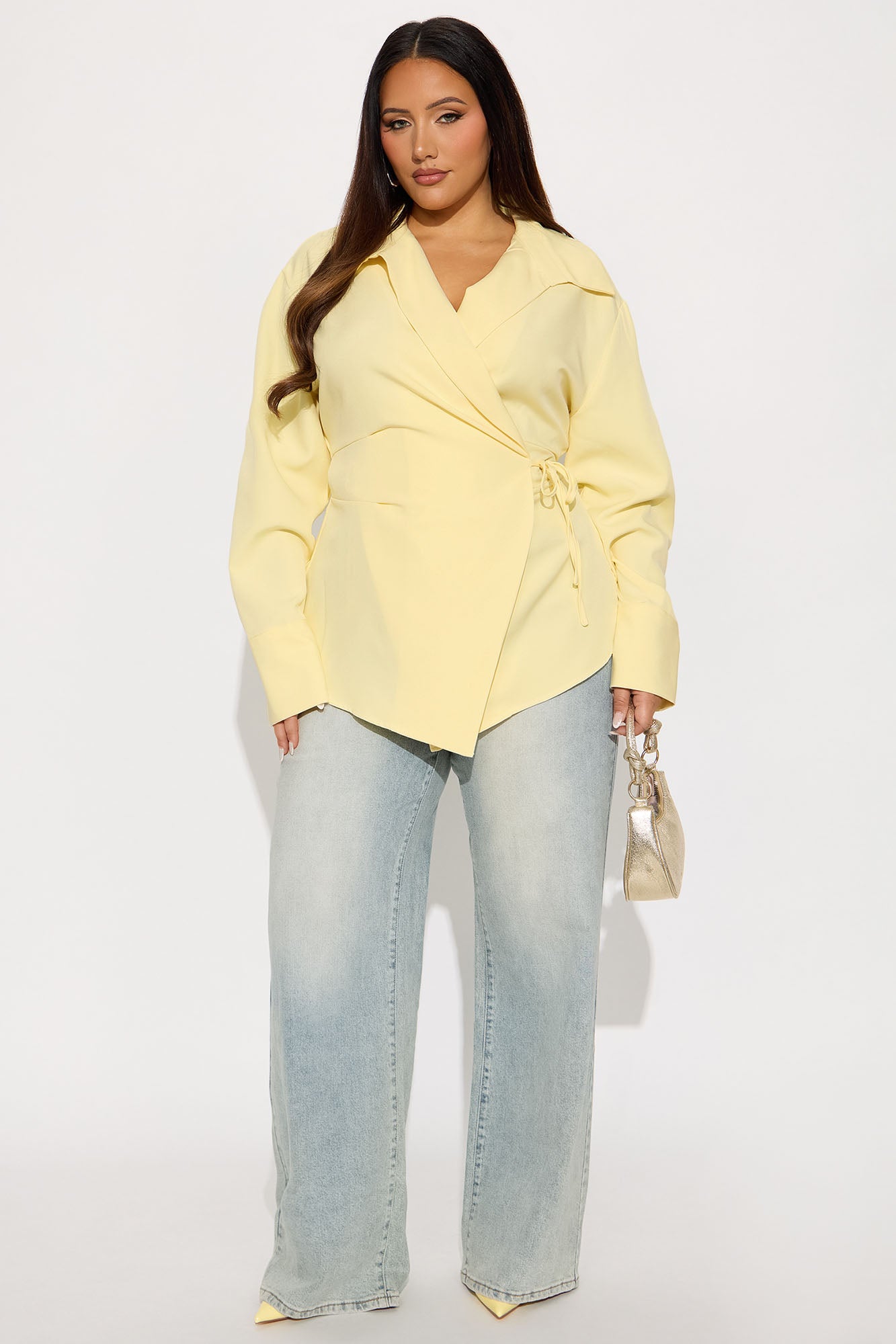 Soft Life Season Tie Waist Top - Butter Yellow