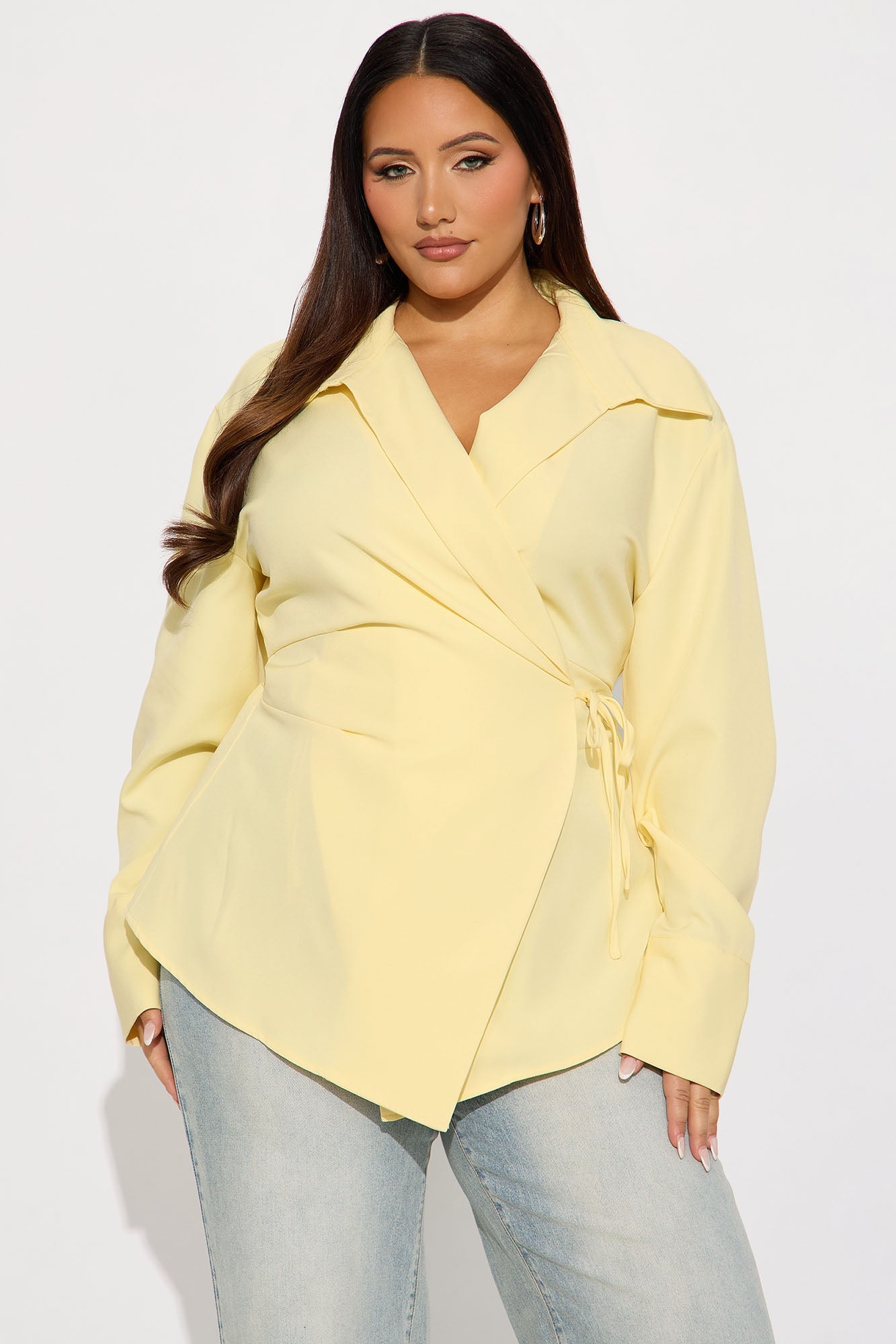 Soft Life Season Tie Waist Top - Butter Yellow