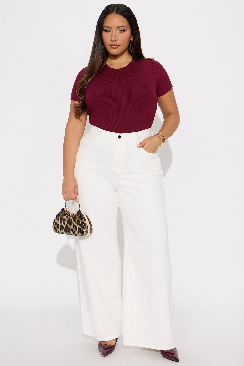 Aliza Ribbed Bodysuit - Burgundy