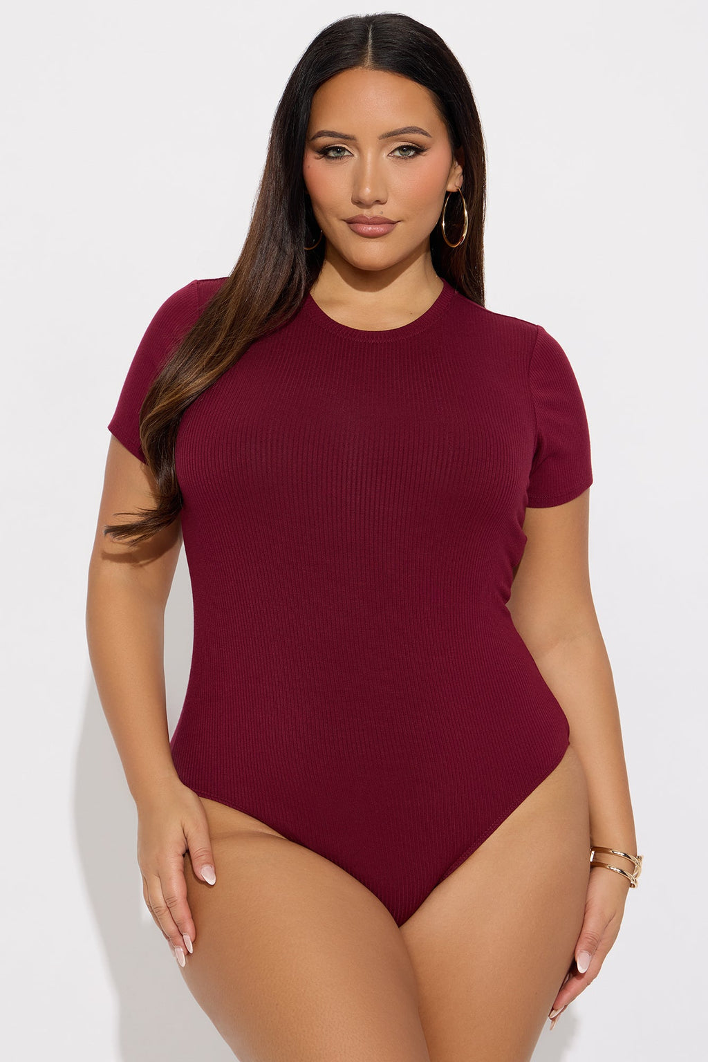 Aliza Ribbed Bodysuit - Burgundy