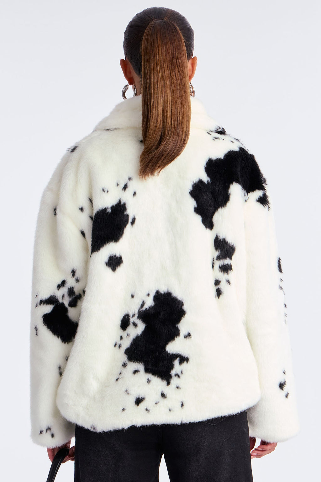 Cause A Frenzy Cow Print Faux Fur Coat - Cream/combo