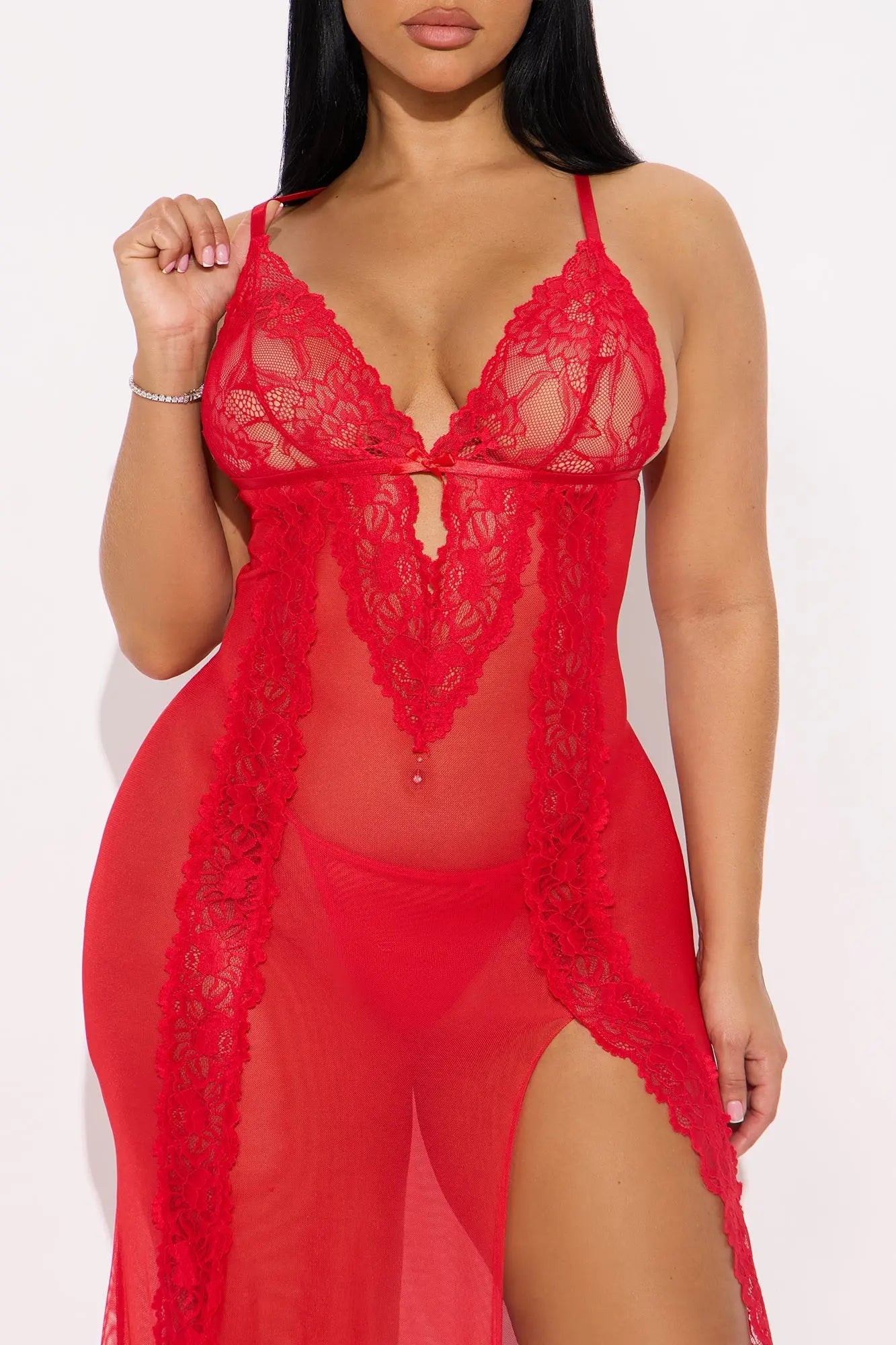 Best Kept Secret Mesh Maxi Gown - Red 
