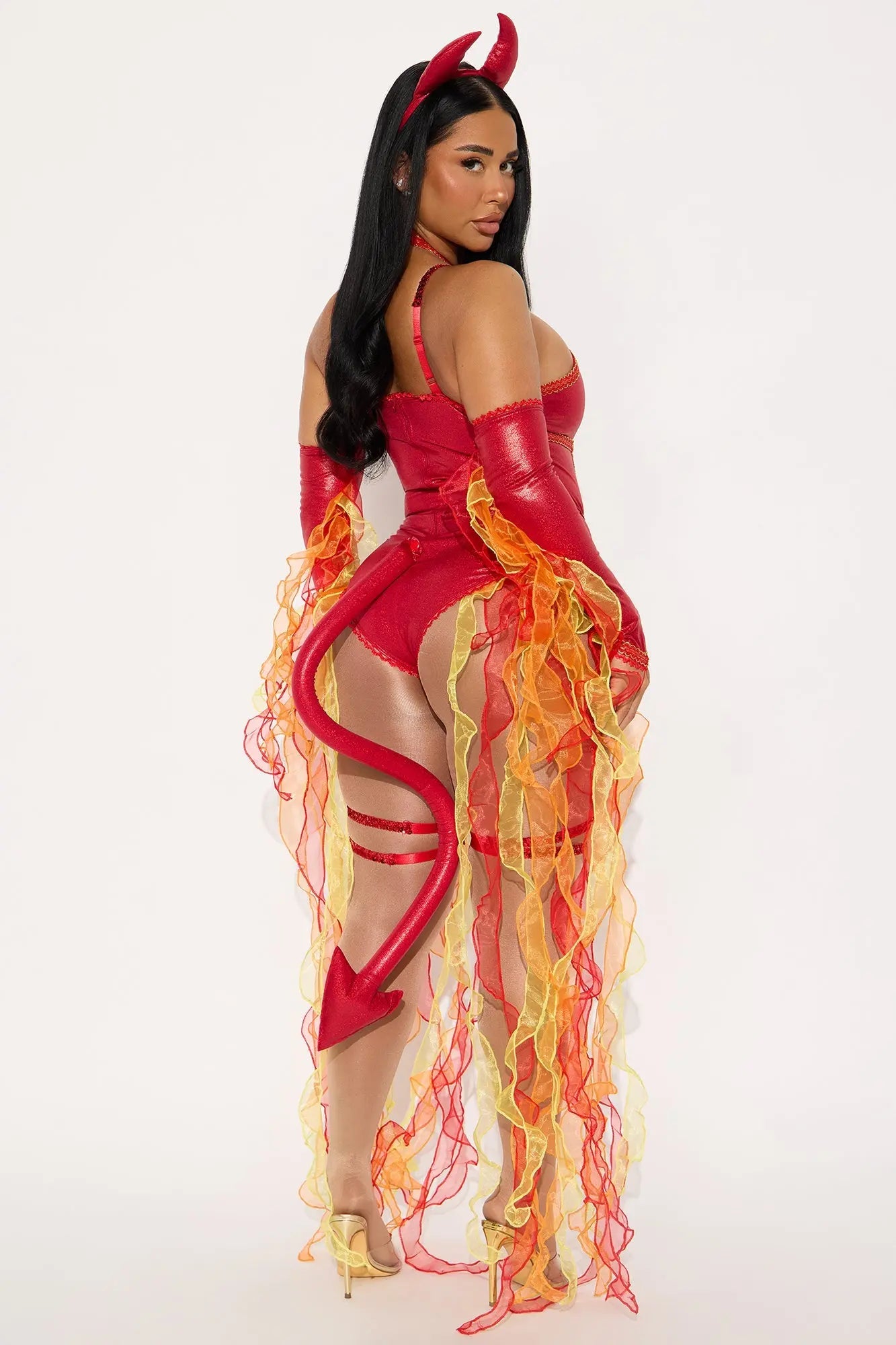 Flamin' Devil 4 Piece Costume Set - Red/combo 