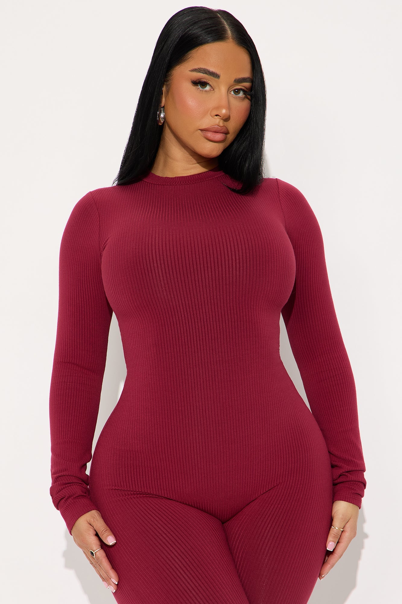 Maribel Snatched Jumpsuit - Burgundy