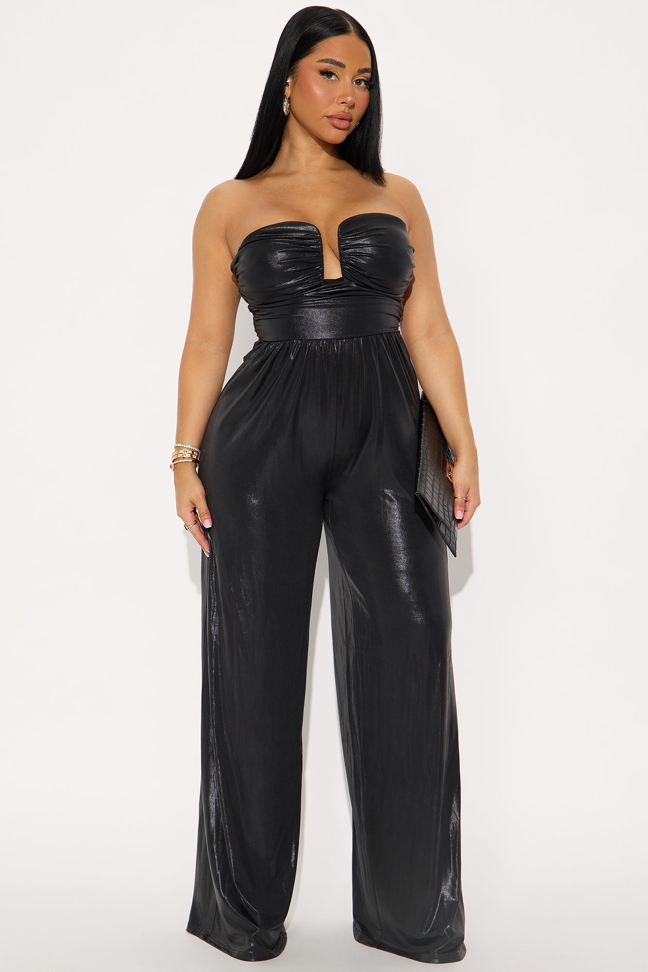 Rise To The Occasion Metallic Jumpsuit - Black