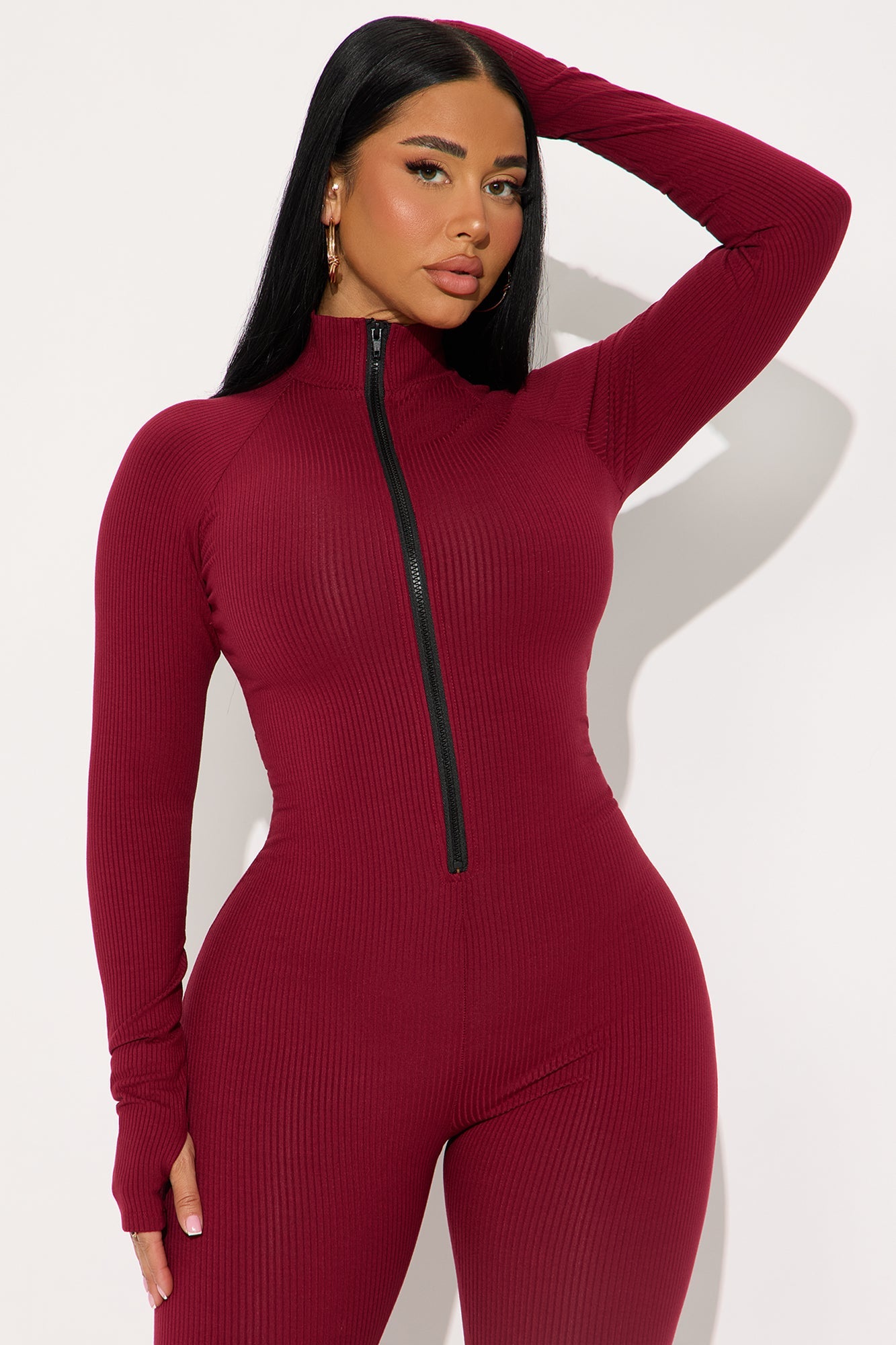 Juliet Snatched Jumpsuit - Burgundy