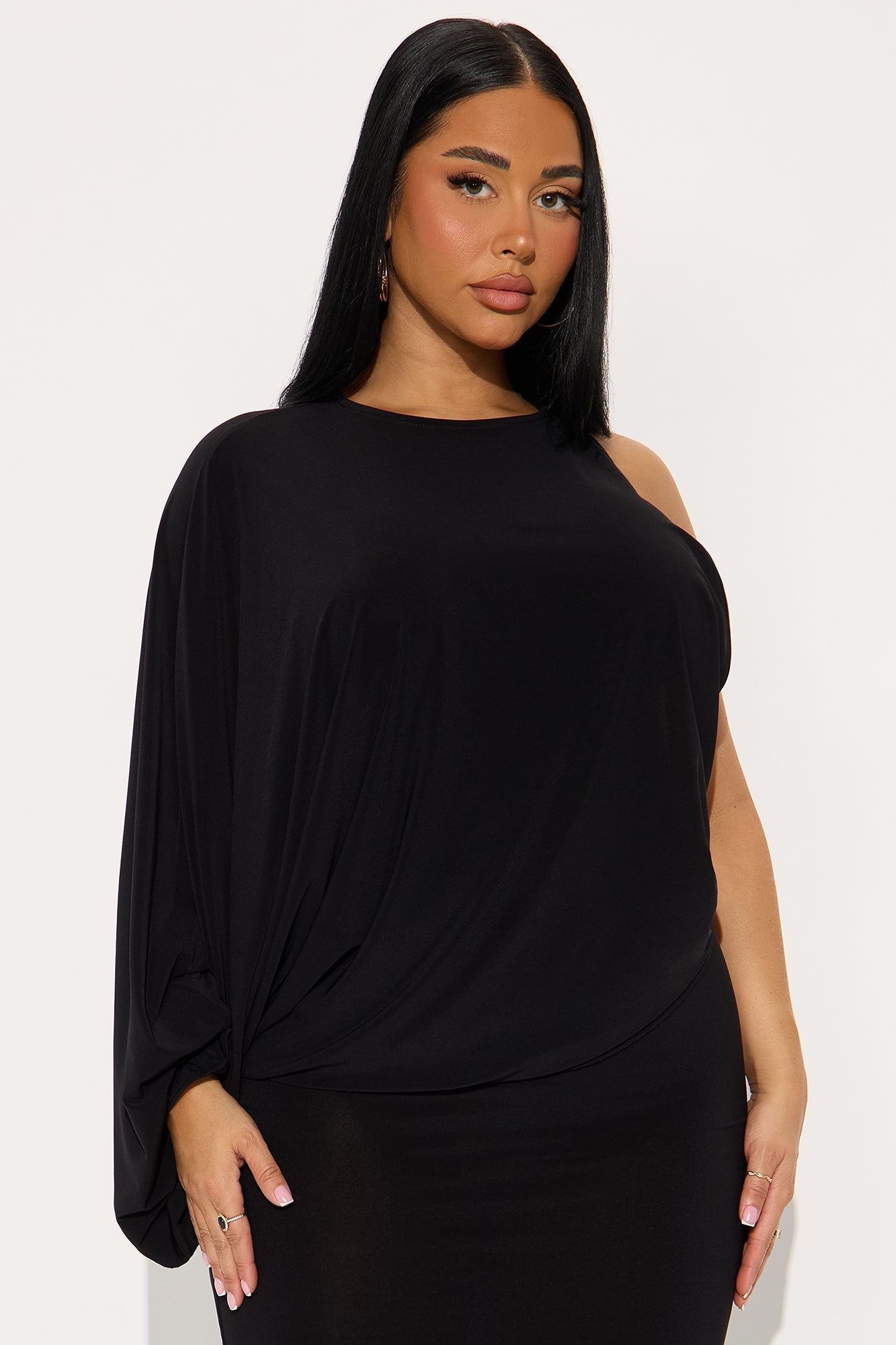 Here For The Drama Draped Maxi Skirt Set - Black