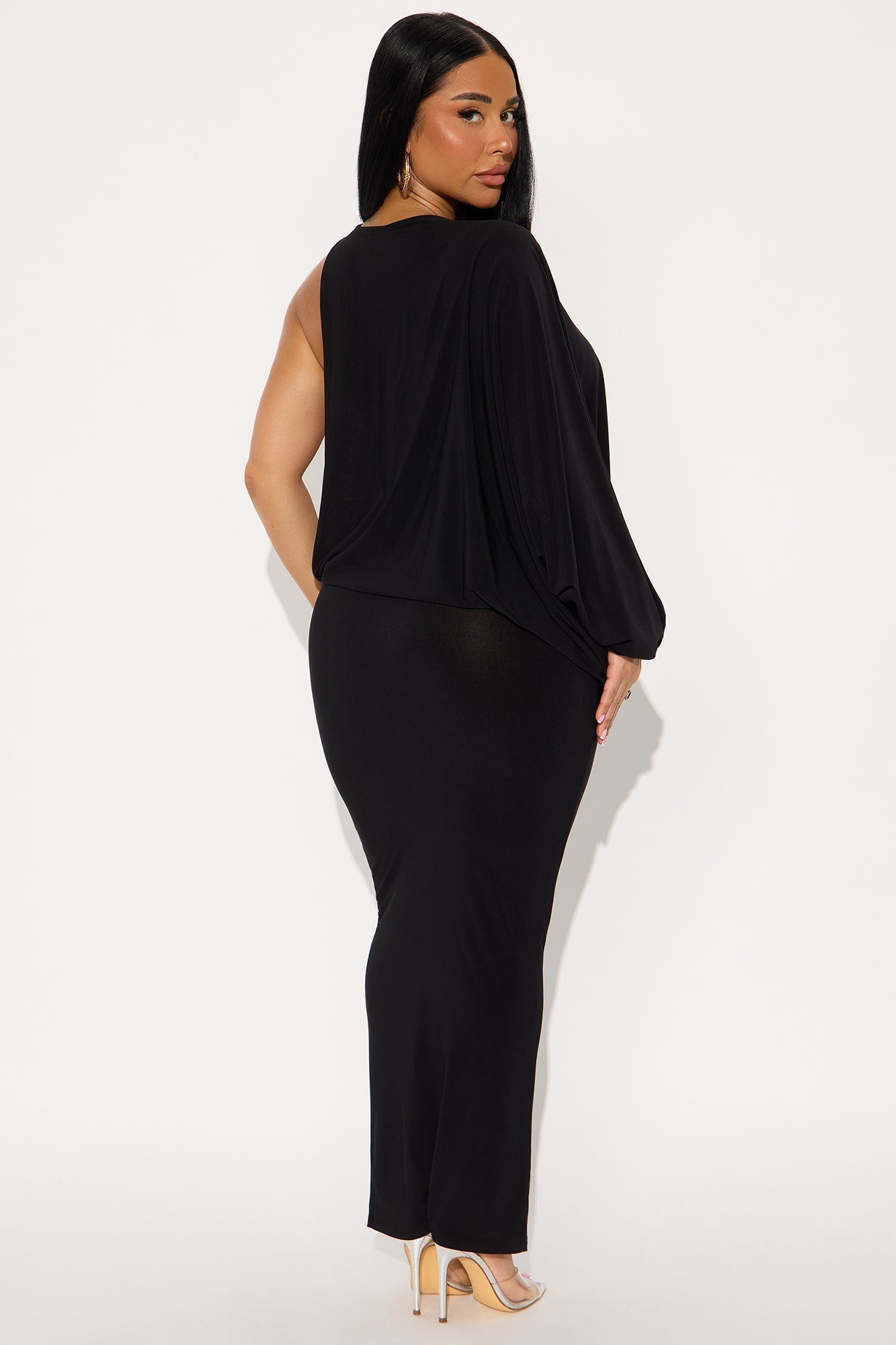 Here For The Drama Draped Maxi Skirt Set - Black