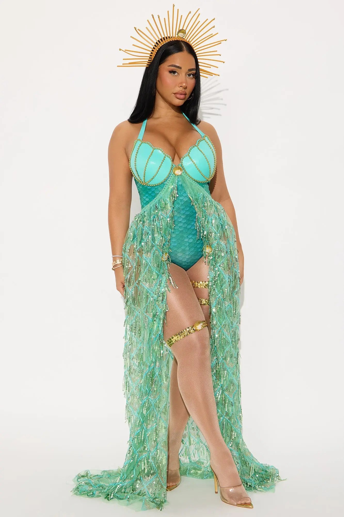 Water Nymph 4 Piece Costume Set - Blue/combo 