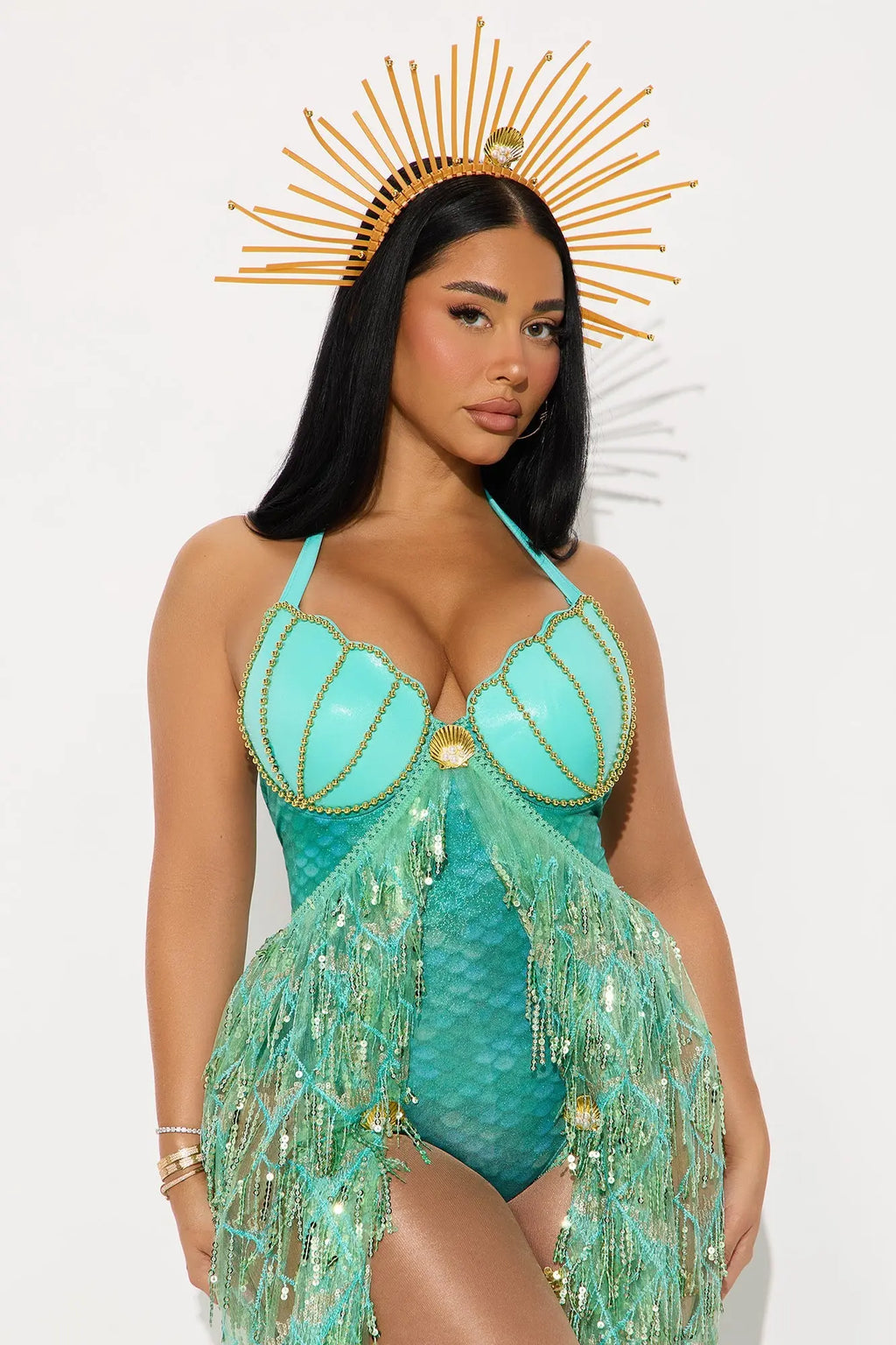 Water Nymph 4 Piece Costume Set - Blue/combo 