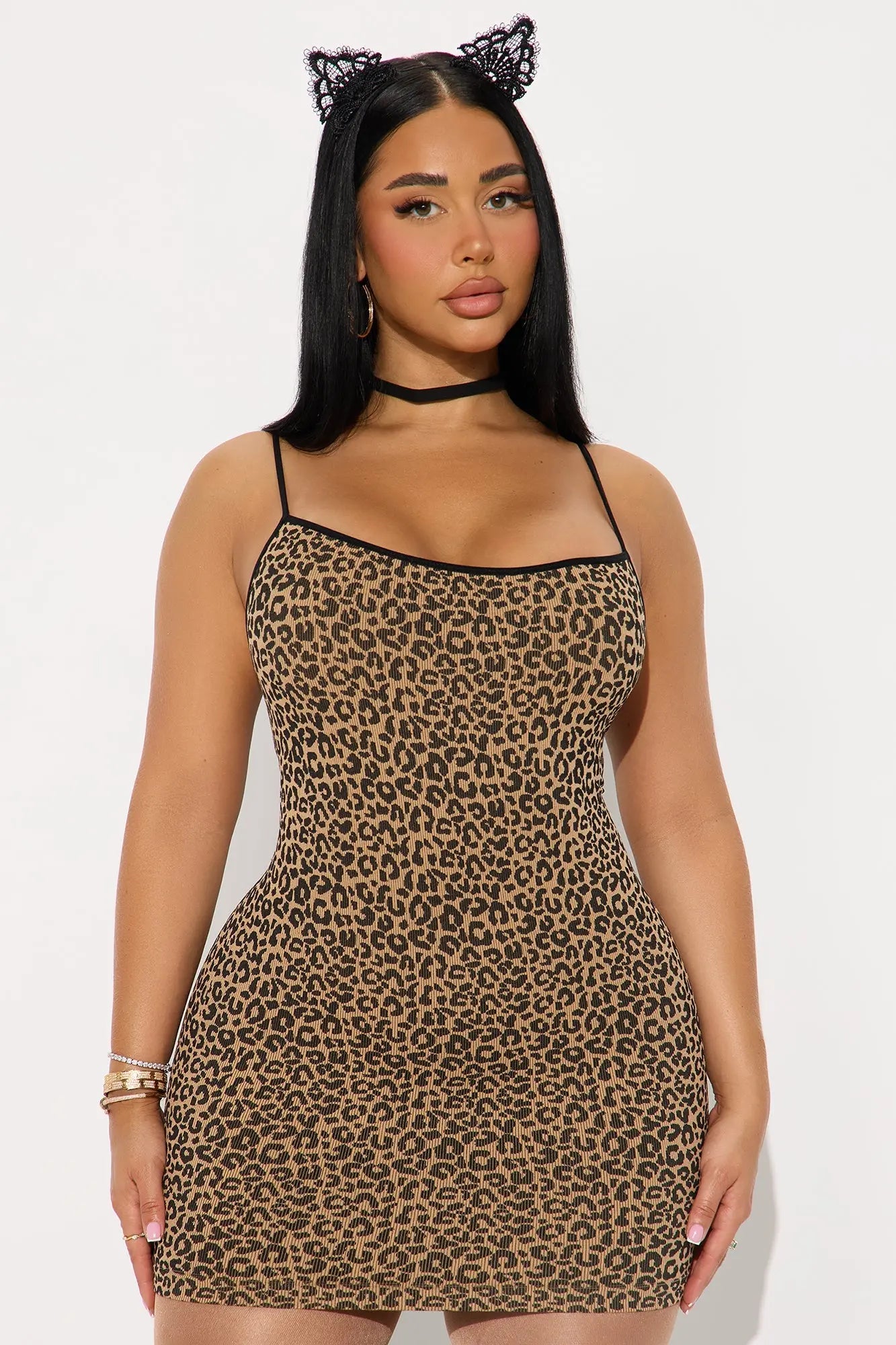 Untamed Kitty 3 Piece Costume Set - Brown/combo 