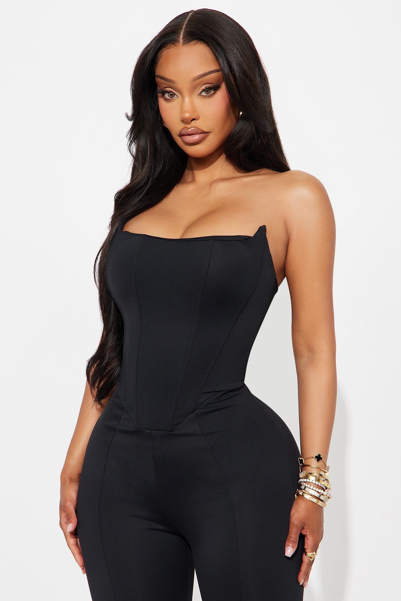 Stacey Corset Capri Jumpsuit - Black