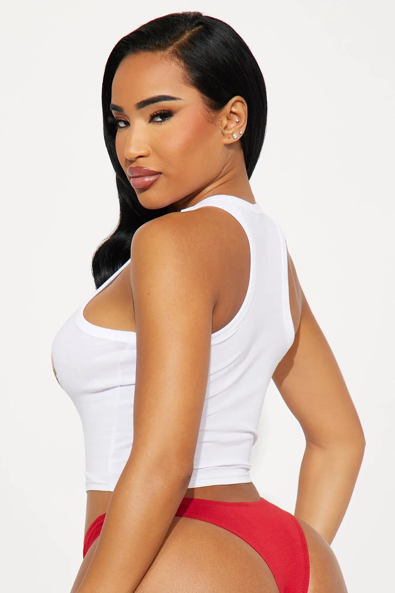 Medium Rare Cotton Tank and Panty 2 Piece Set - Red 