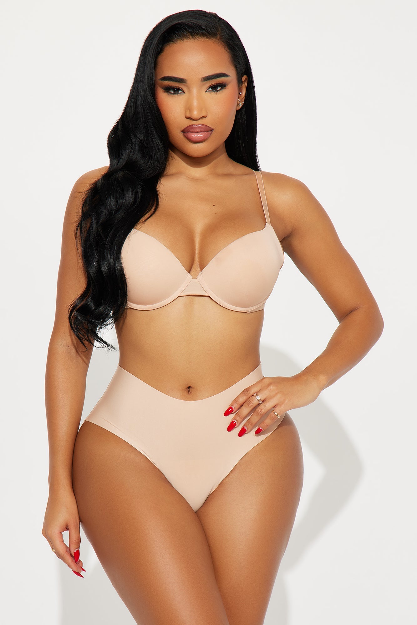 High Waist Light Compression Shaping Thong - Nude