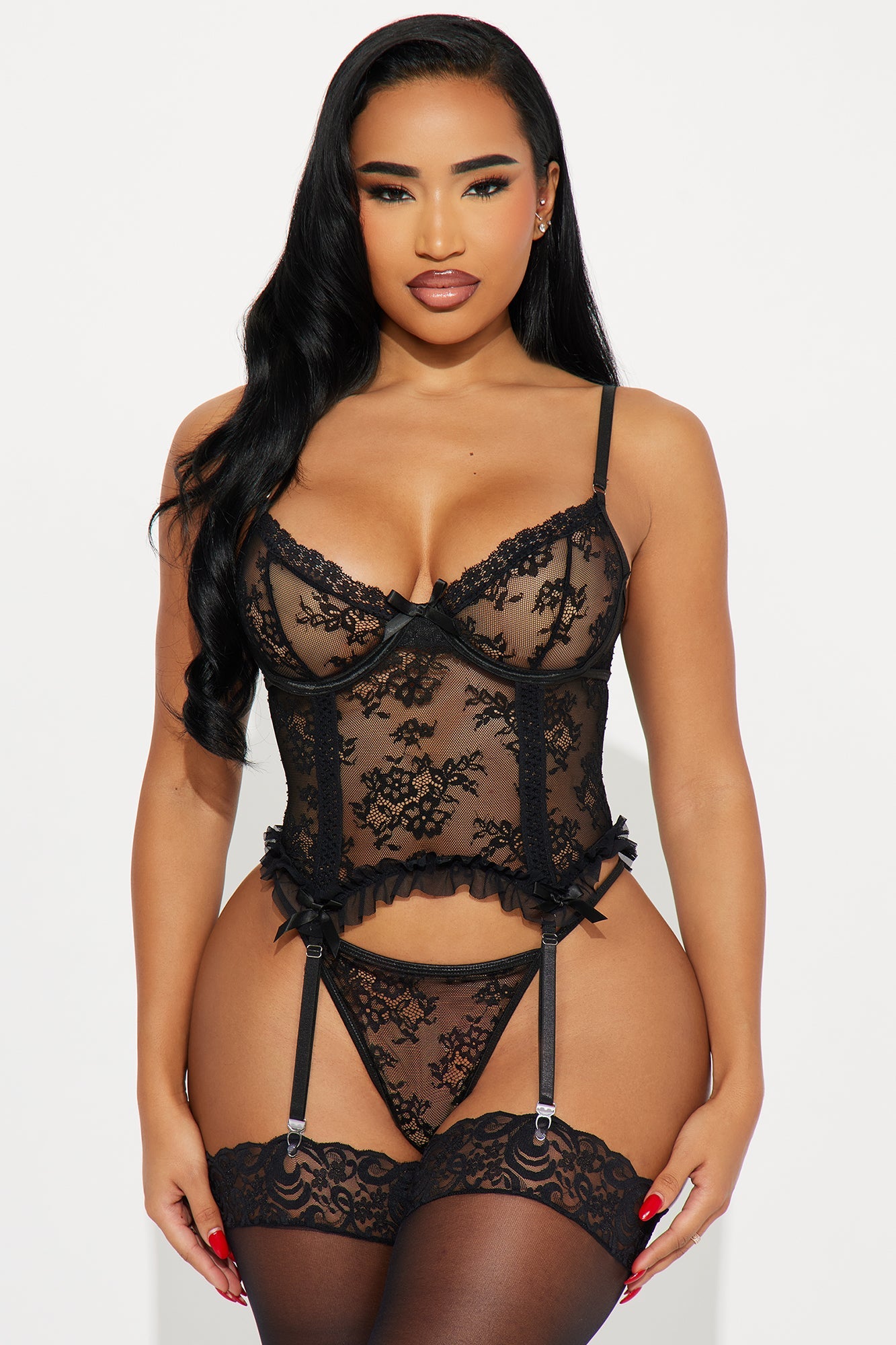 Katie Bustier and Panty 2 Piece Set - Black