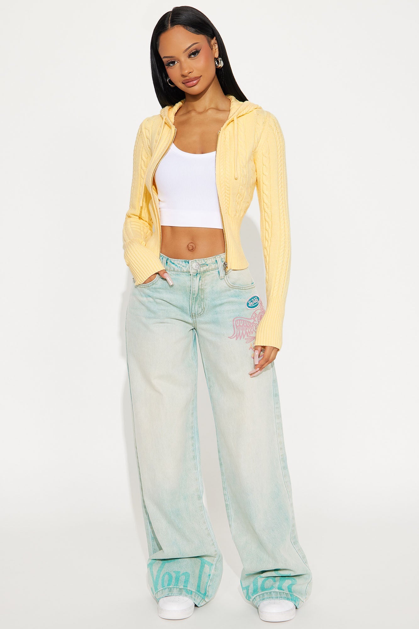 Everyday Thing Cable Knit Sweater - Yellow