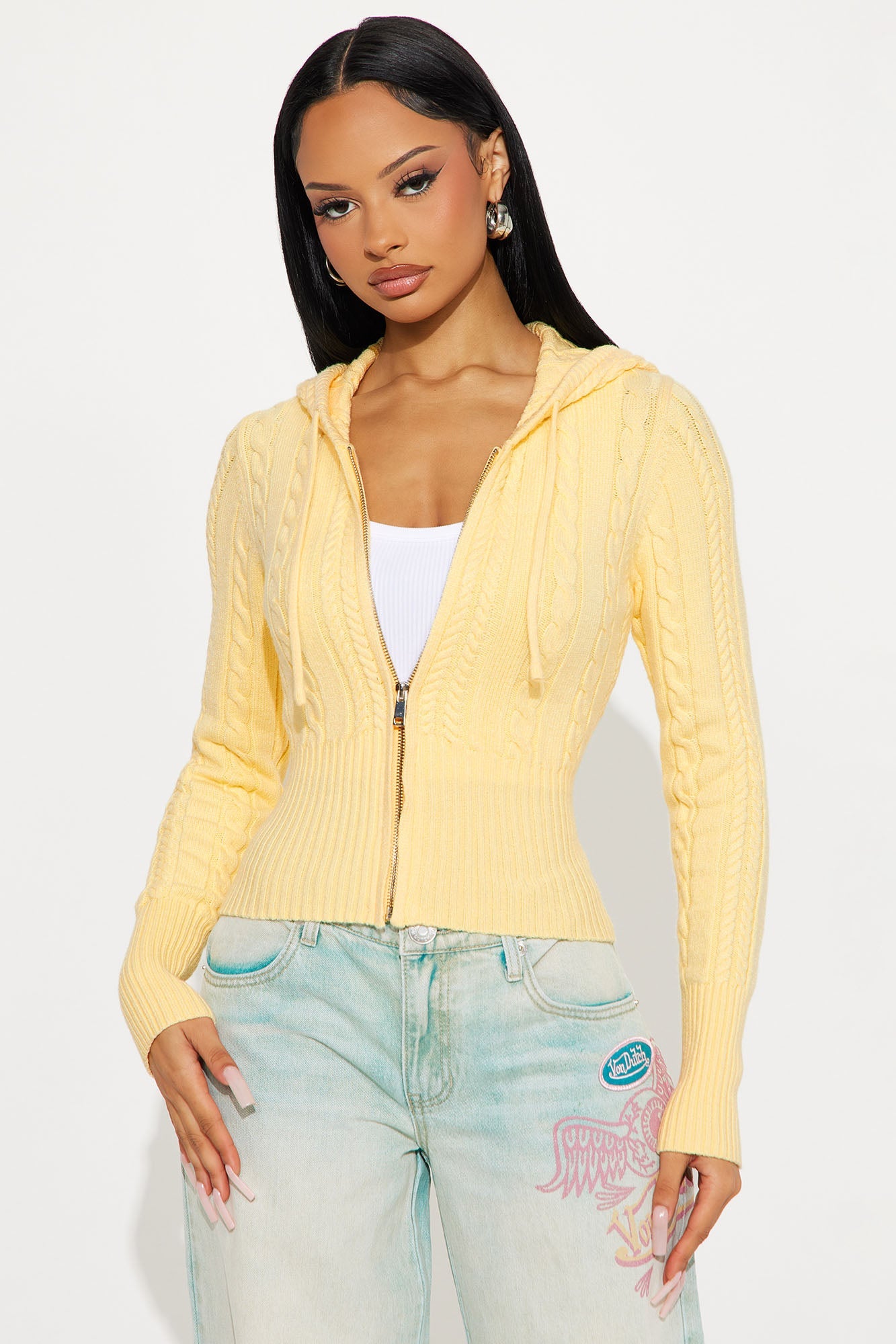 Everyday Thing Cable Knit Sweater - Yellow