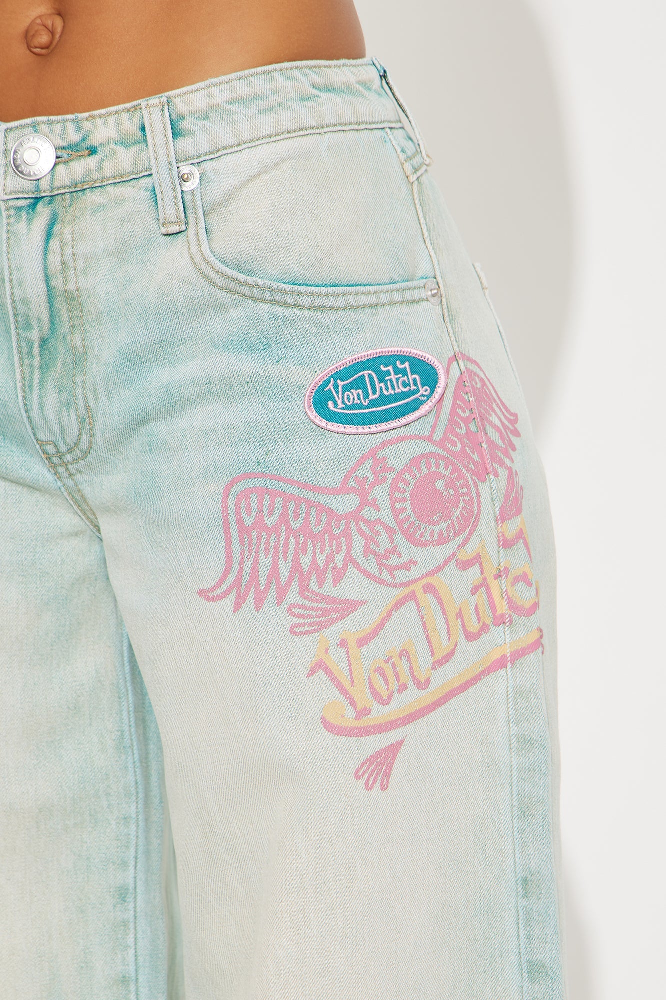 Von Dutch Wide Leg Jeans - Light Wash