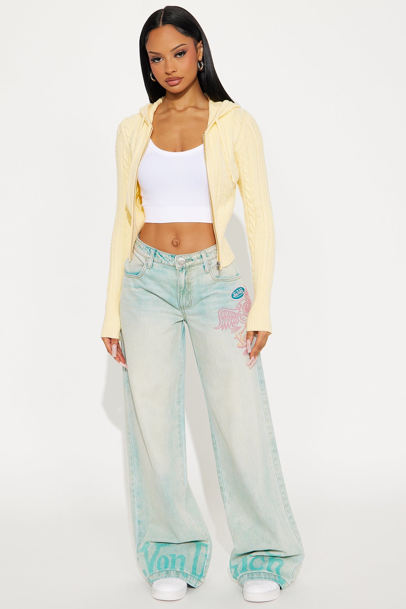 Von Dutch Wide Leg Jeans - Light Wash