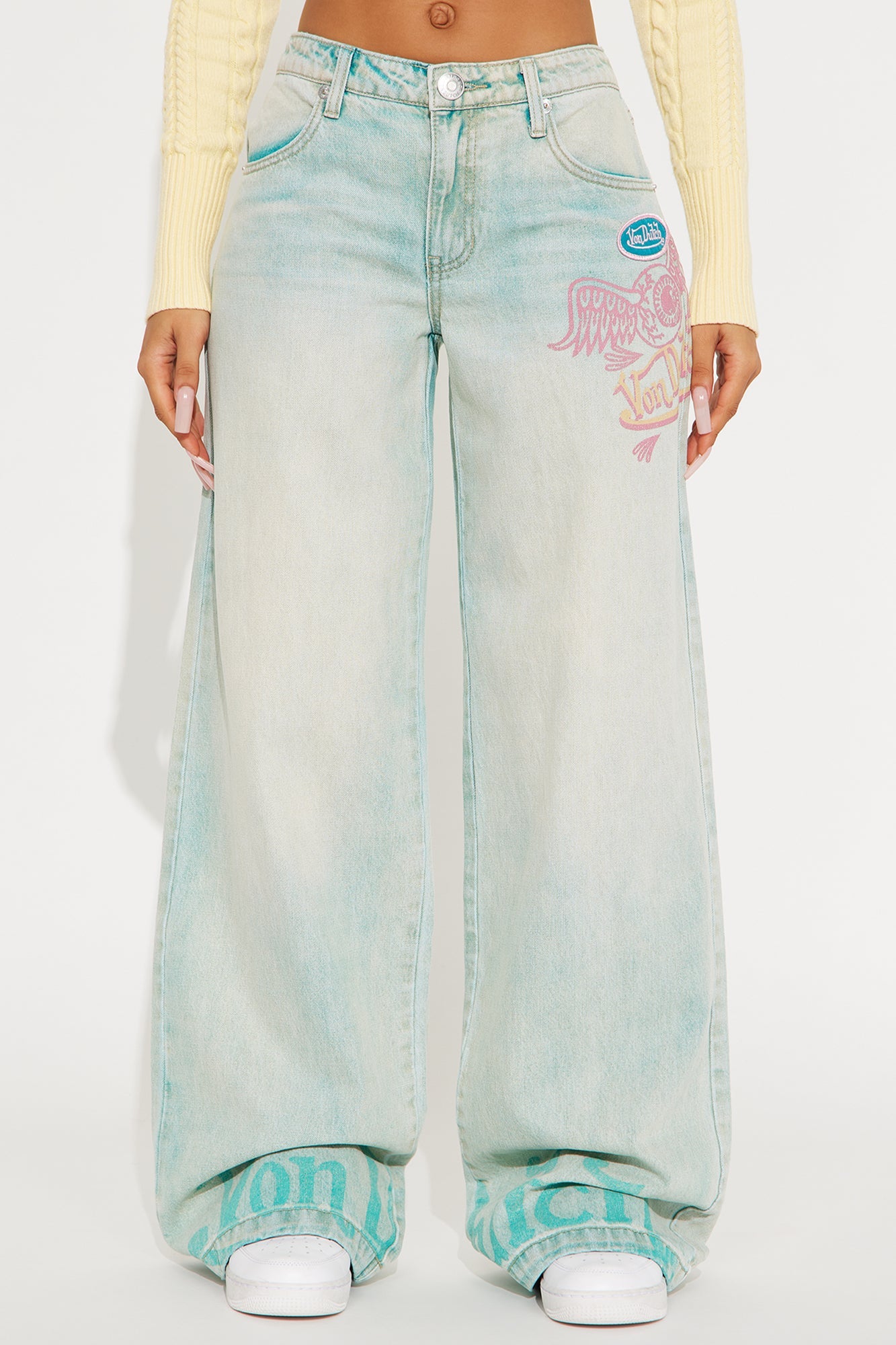 Von Dutch Wide Leg Jeans - Light Wash