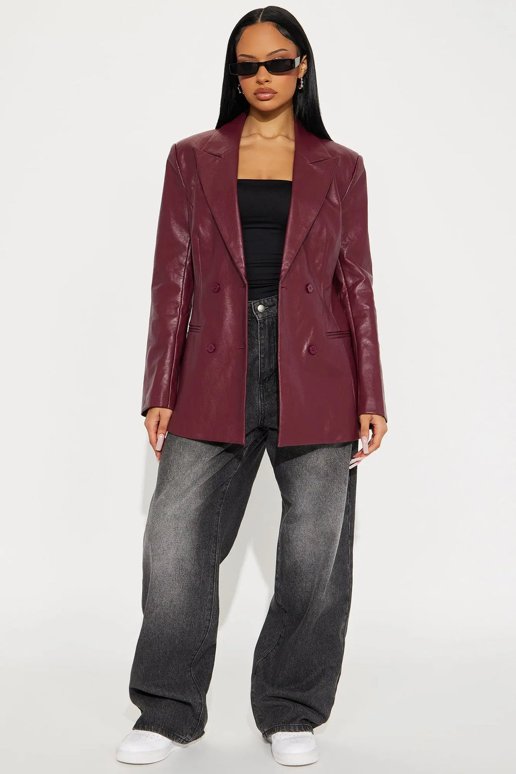 Phoebe Hourglass Blazer - Burgundy 