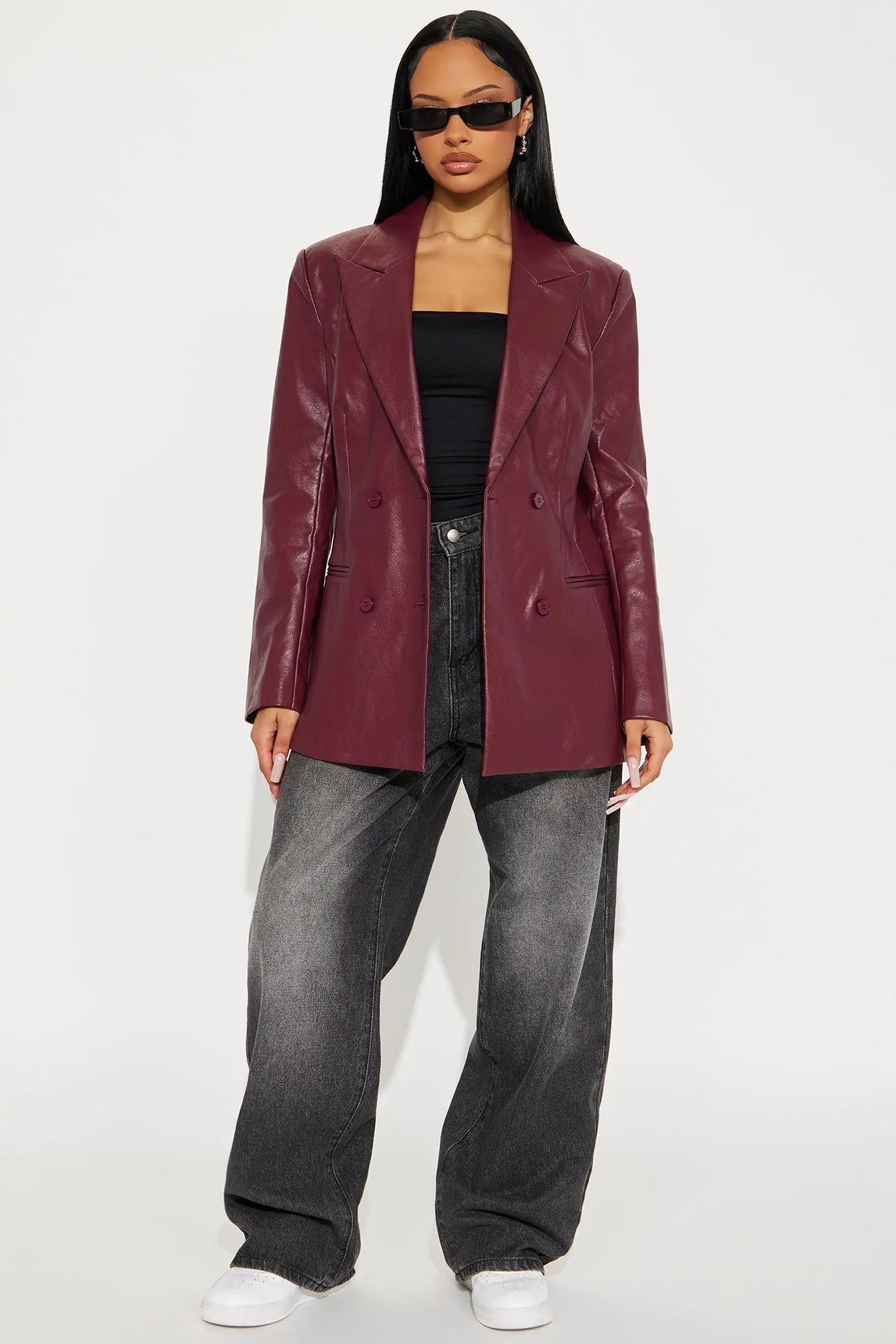 Phoebe Hourglass Blazer - Burgundy 