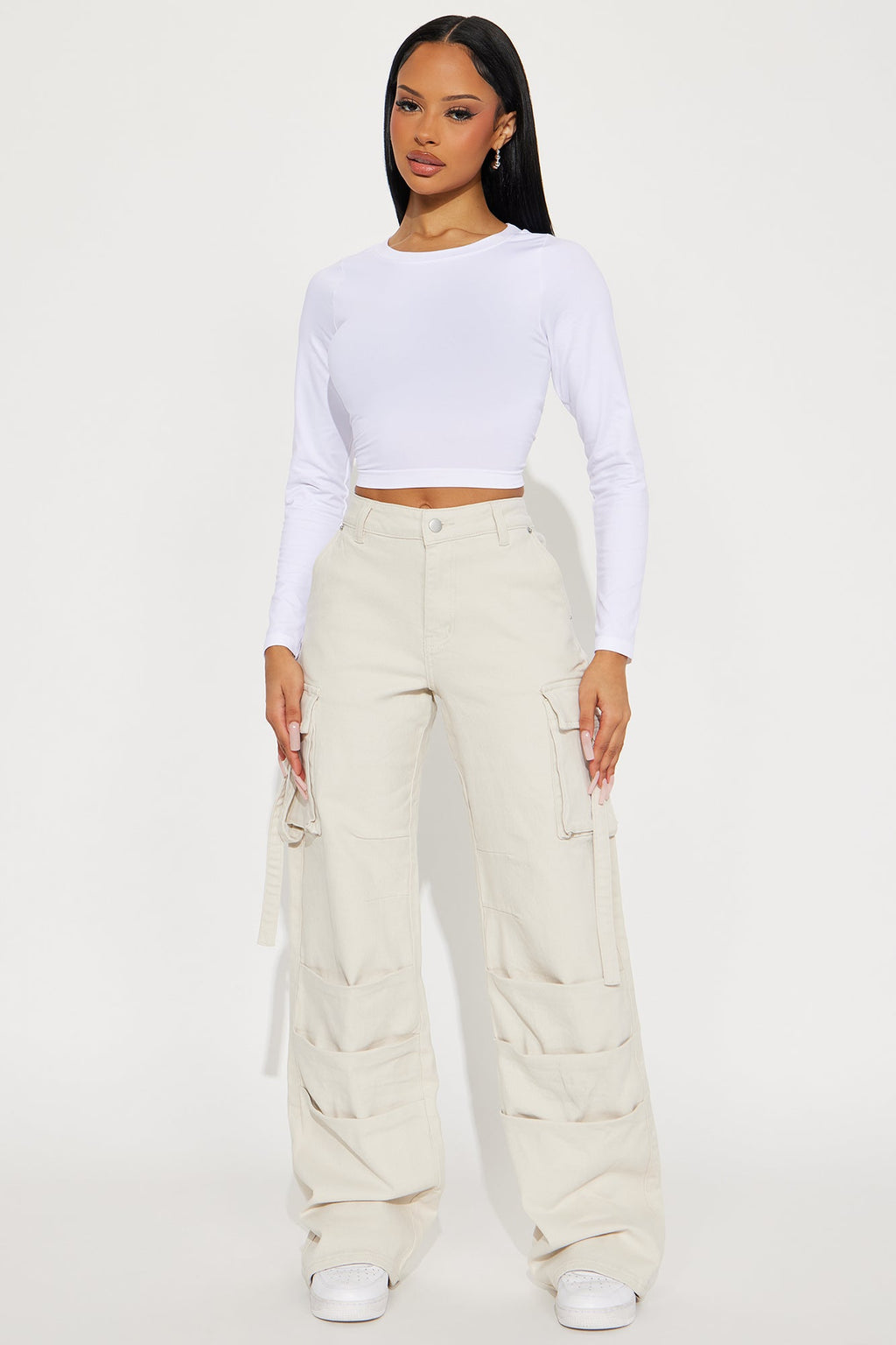 Honey Wide Leg Cargo Pant - Stone