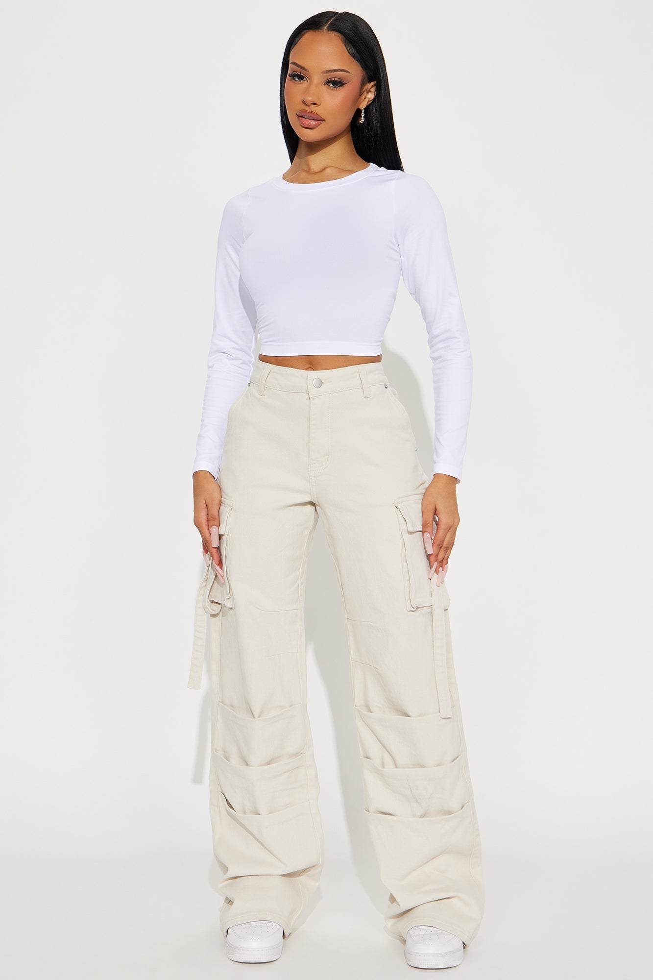 Honey Wide Leg Cargo Pant - Stone