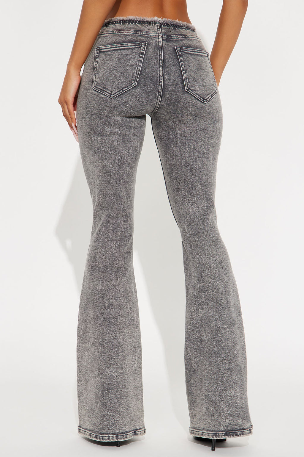 Highly Motivated Low Rise Flare Jeans - Dark Grey
