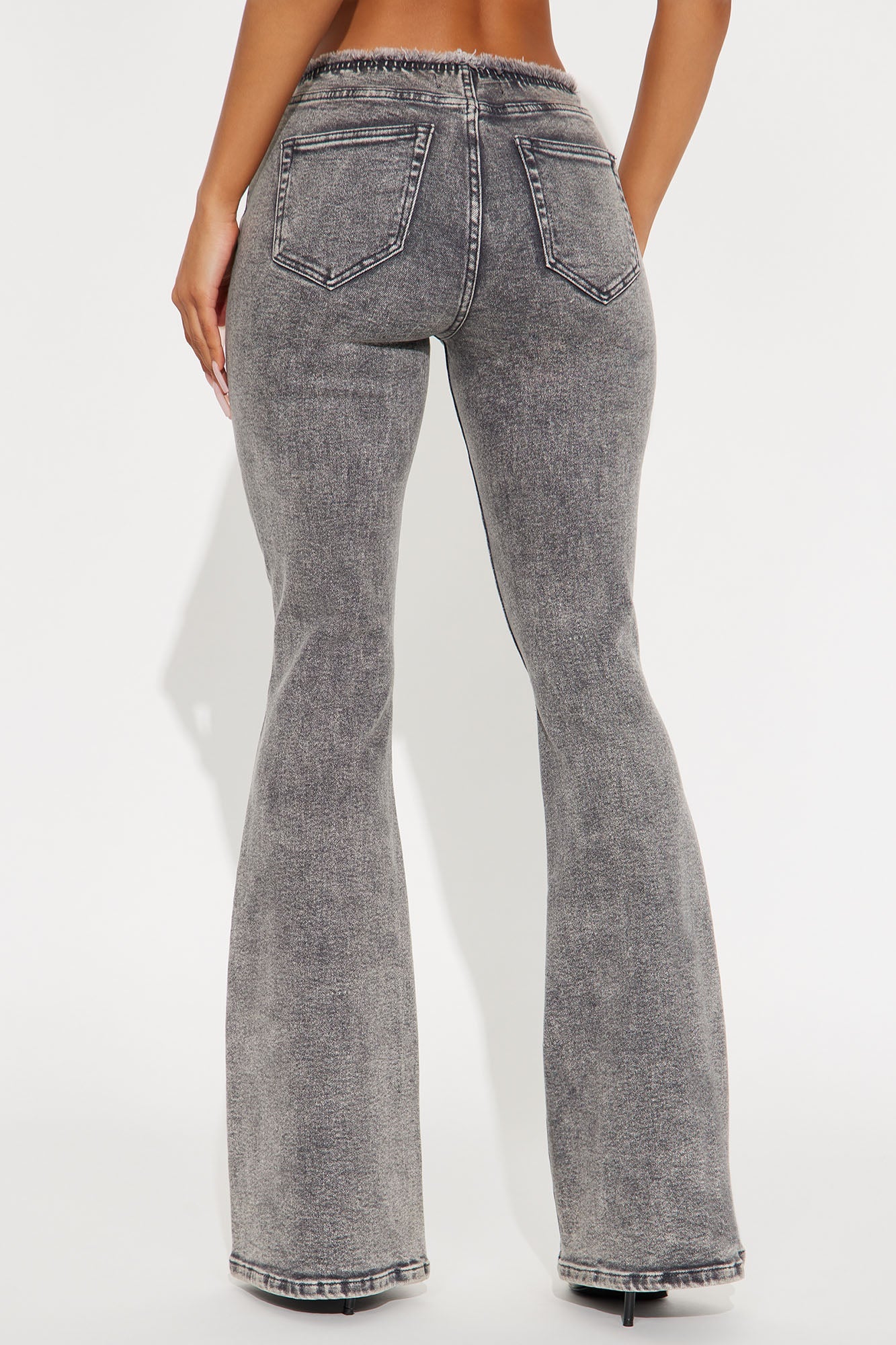 Highly Motivated Low Rise Flare Jeans - Dark Grey