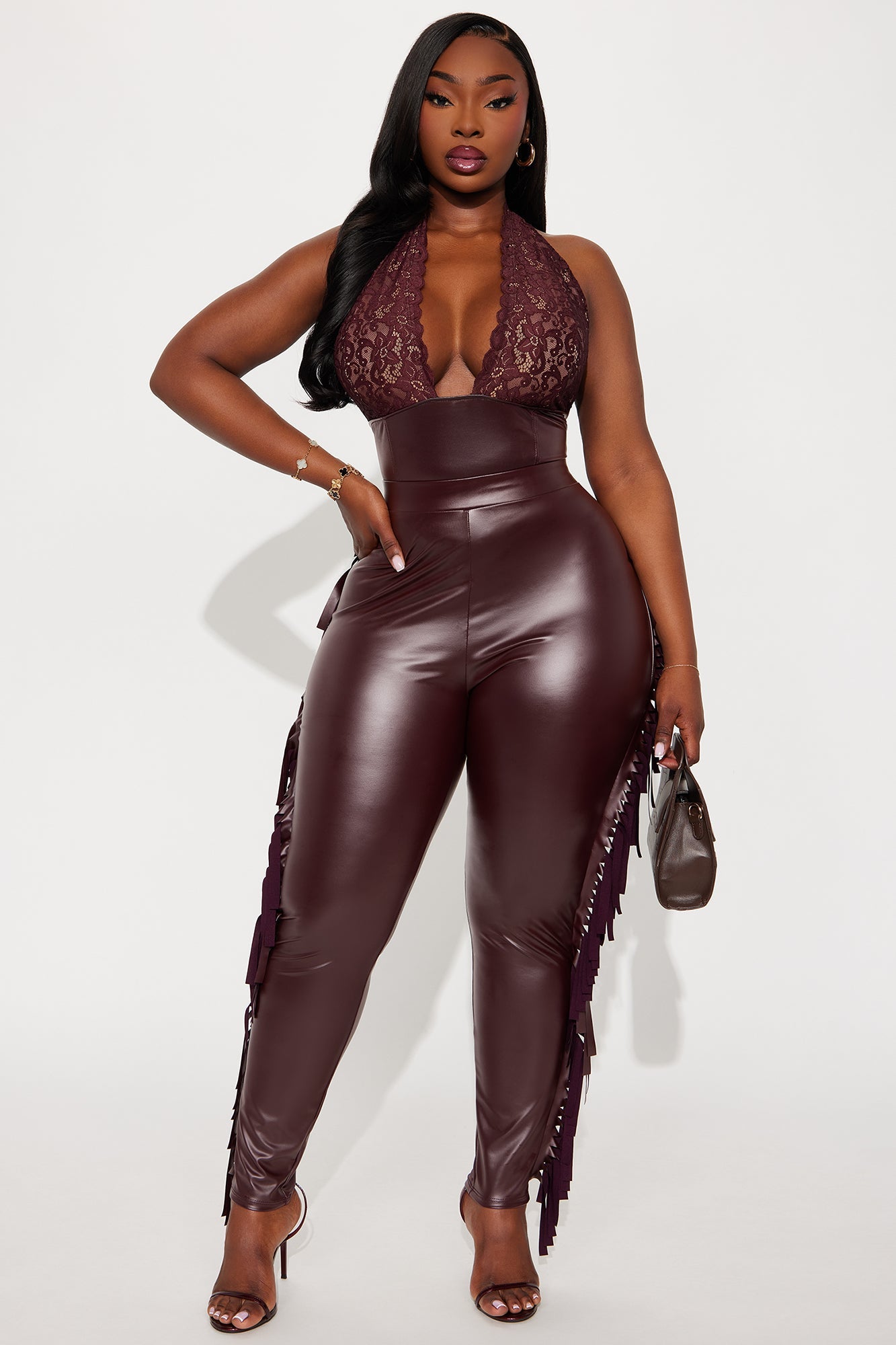 Shaking It Fringe Legging - Burgundy