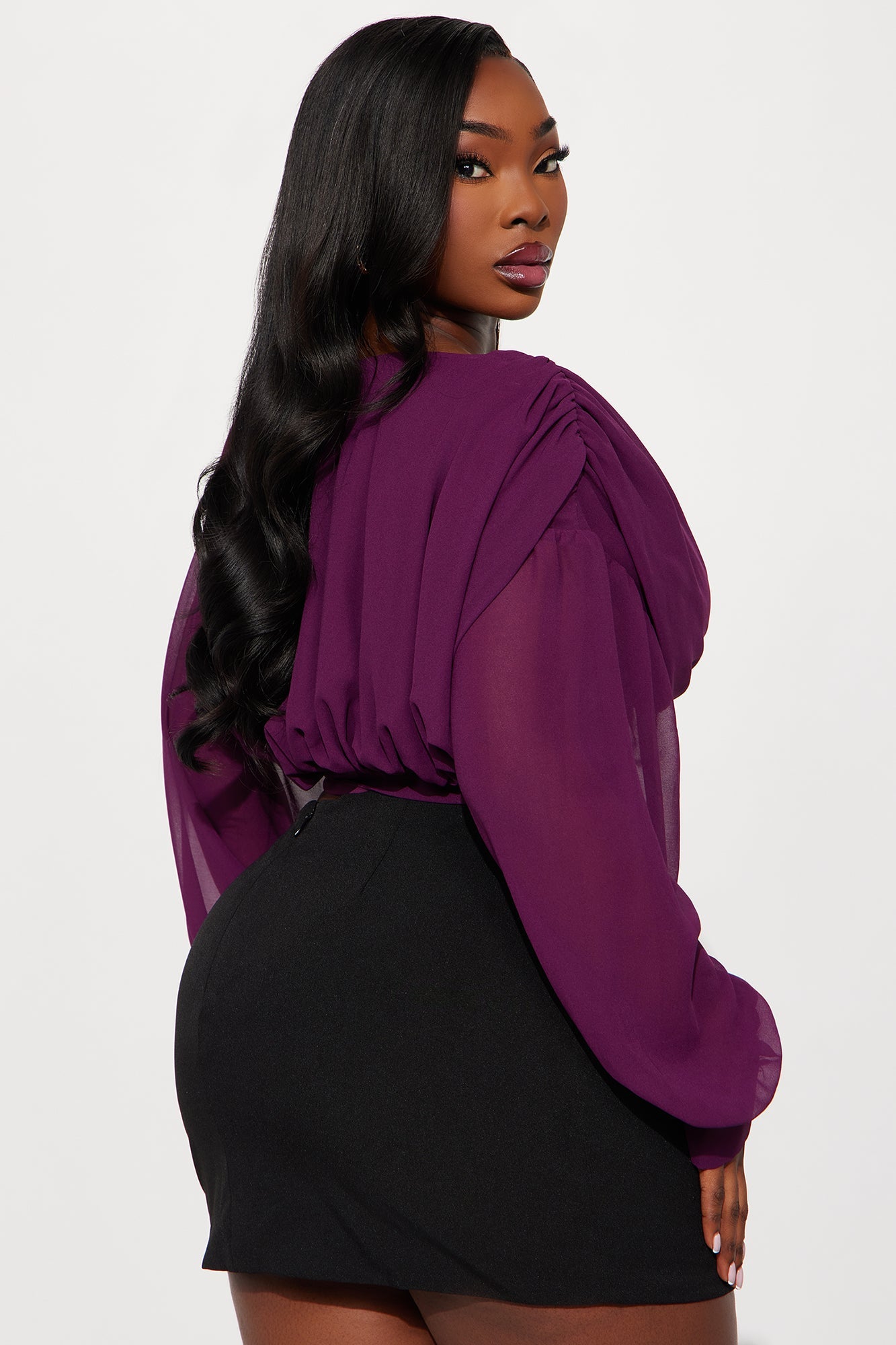 Cute But Psycho Chiffon Corset Top - Plum