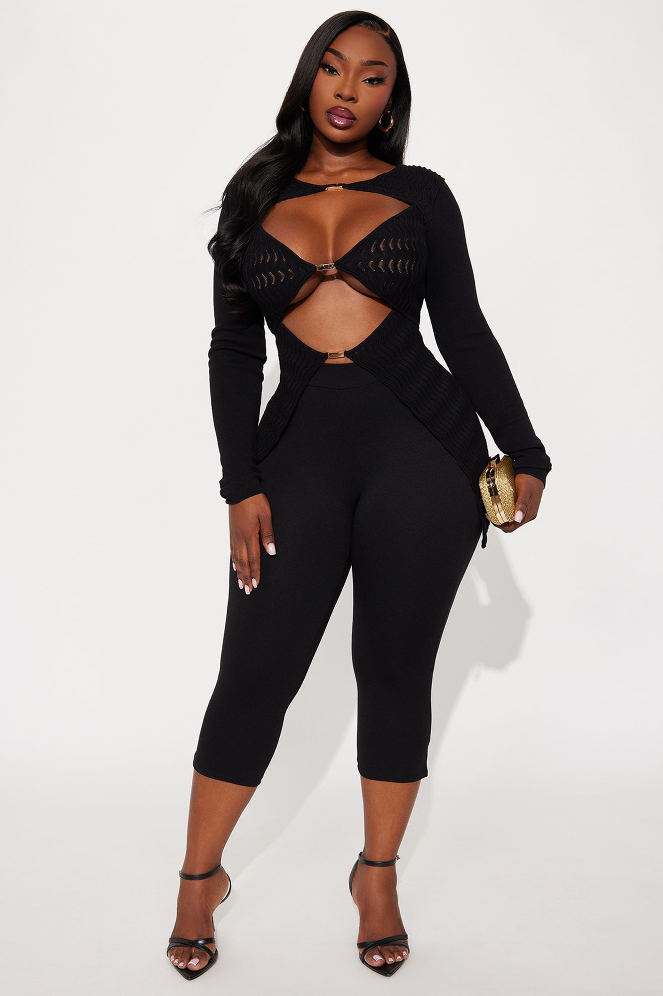 Come My Way Hardware Sweater Top - Black
