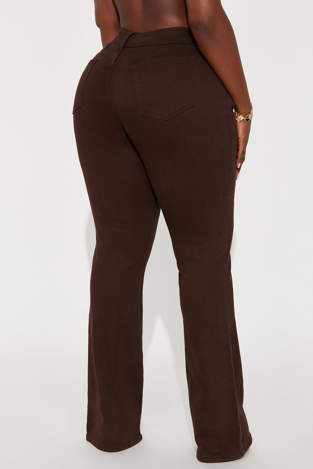 London Low Rise Pintuck Flare Jeans - Brown