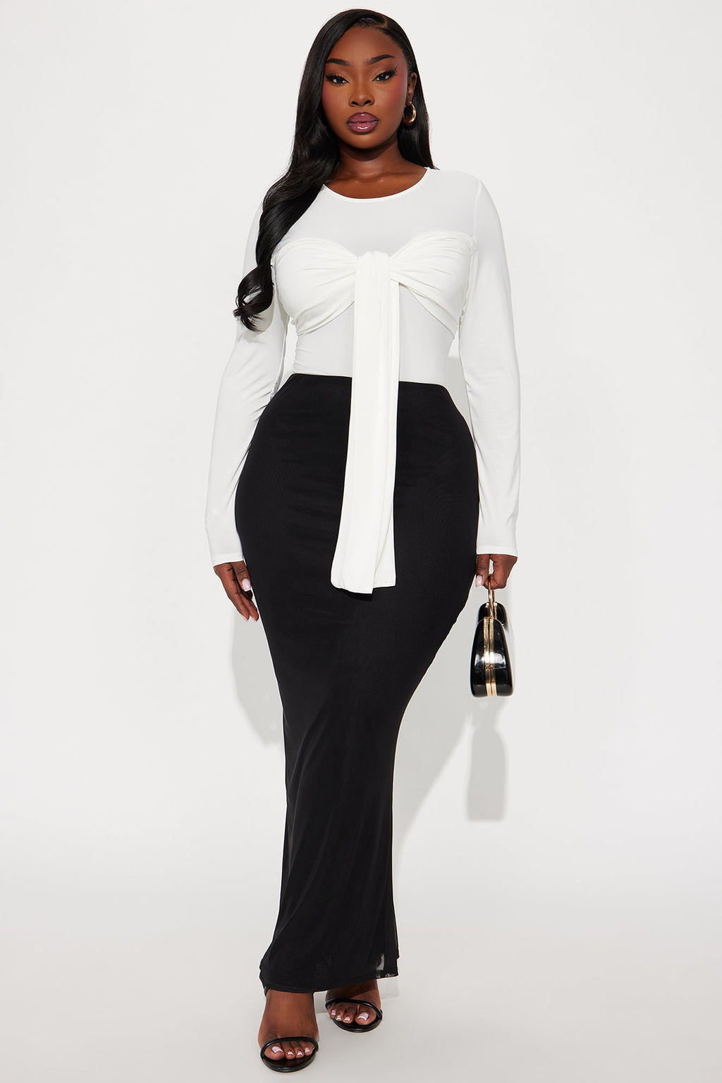 Inessa Long Sleeve Draped Bodysuit - Ivory