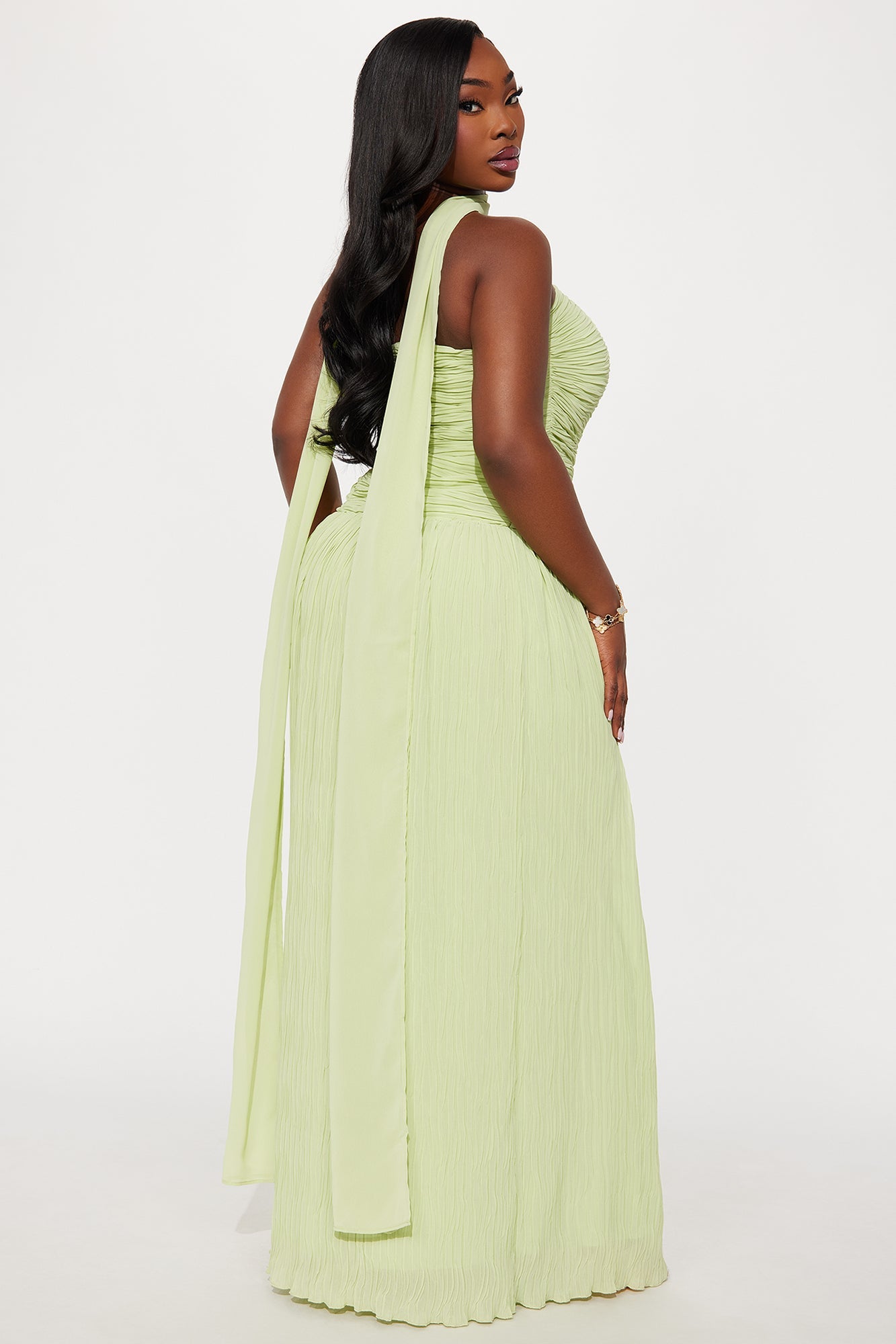 Marielle Pleated Scarf Gown - Sage