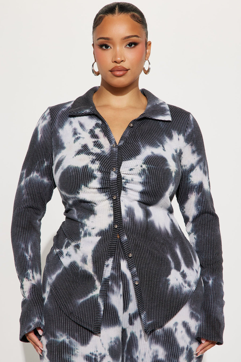 Ava Long Sleeve Washed Pant Set - Navy/combo 