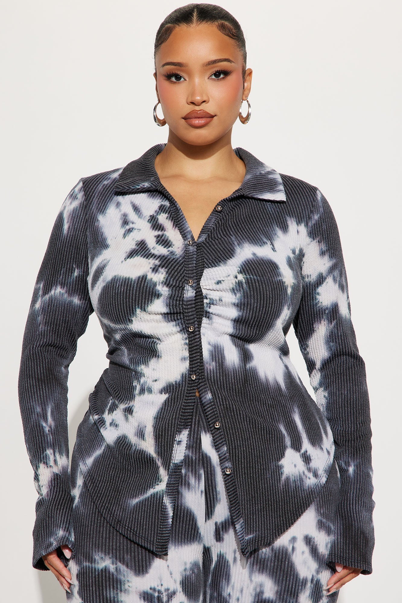 Ava Long Sleeve Washed Pant Set - Navy/combo 