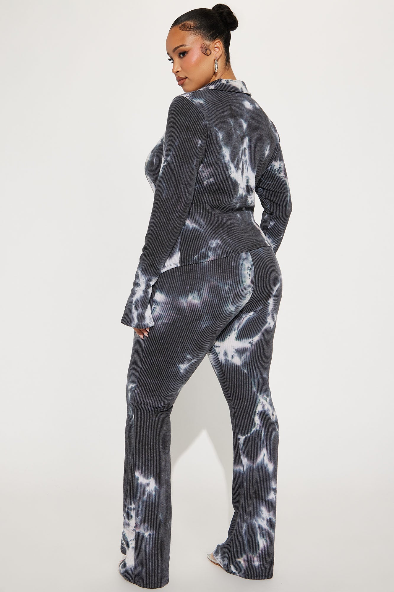 Ava Long Sleeve Washed Pant Set - Navy/combo 