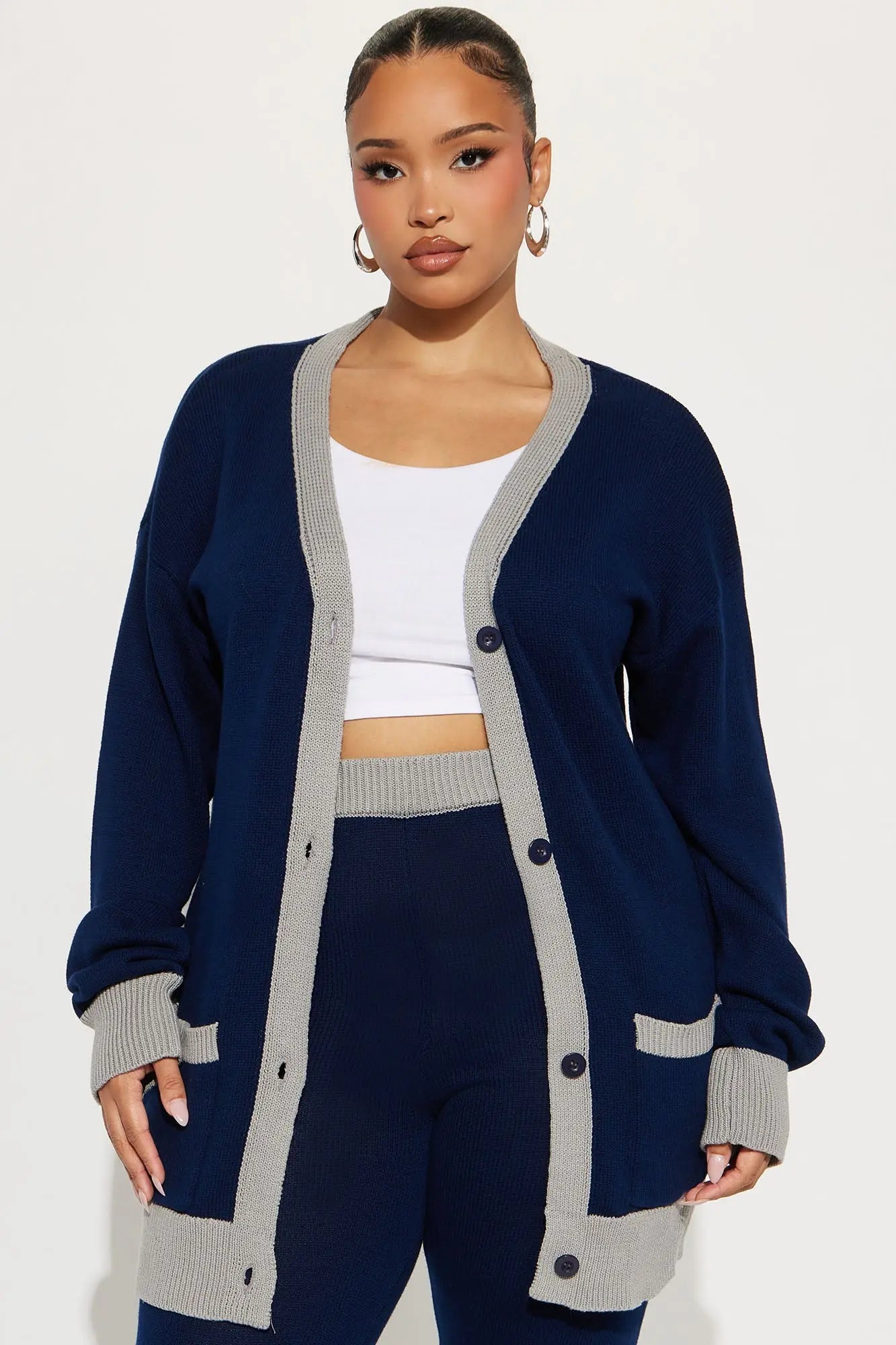 Emery Sweater Cardigan Pant Set - Navy 