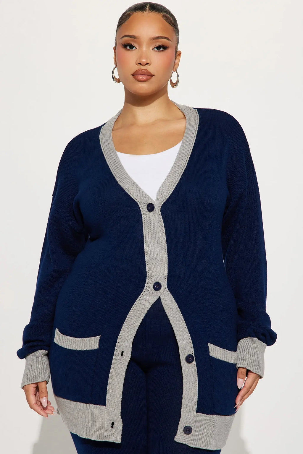 Emery Sweater Cardigan Pant Set - Navy 