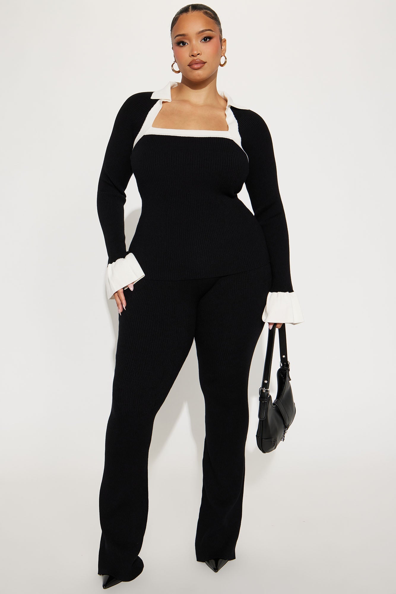 Amara Sweater Pant Set - Black/White 