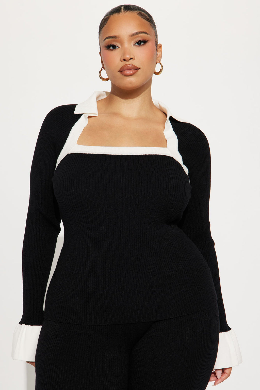Amara Sweater Pant Set - Black/White 