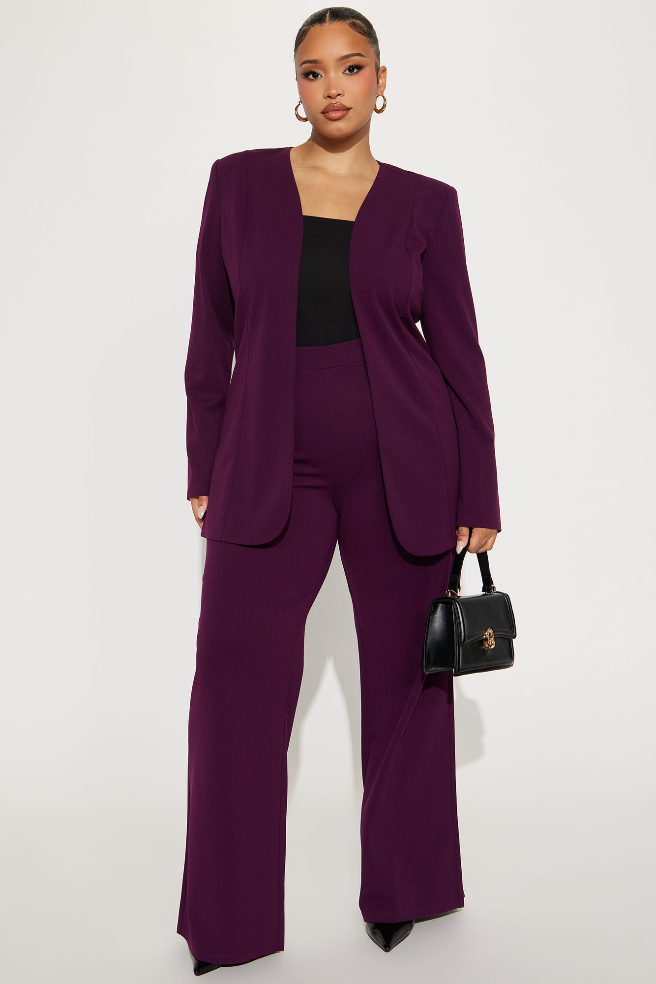 Payin' It Forward Wide Leg Pant Set - Eggplant