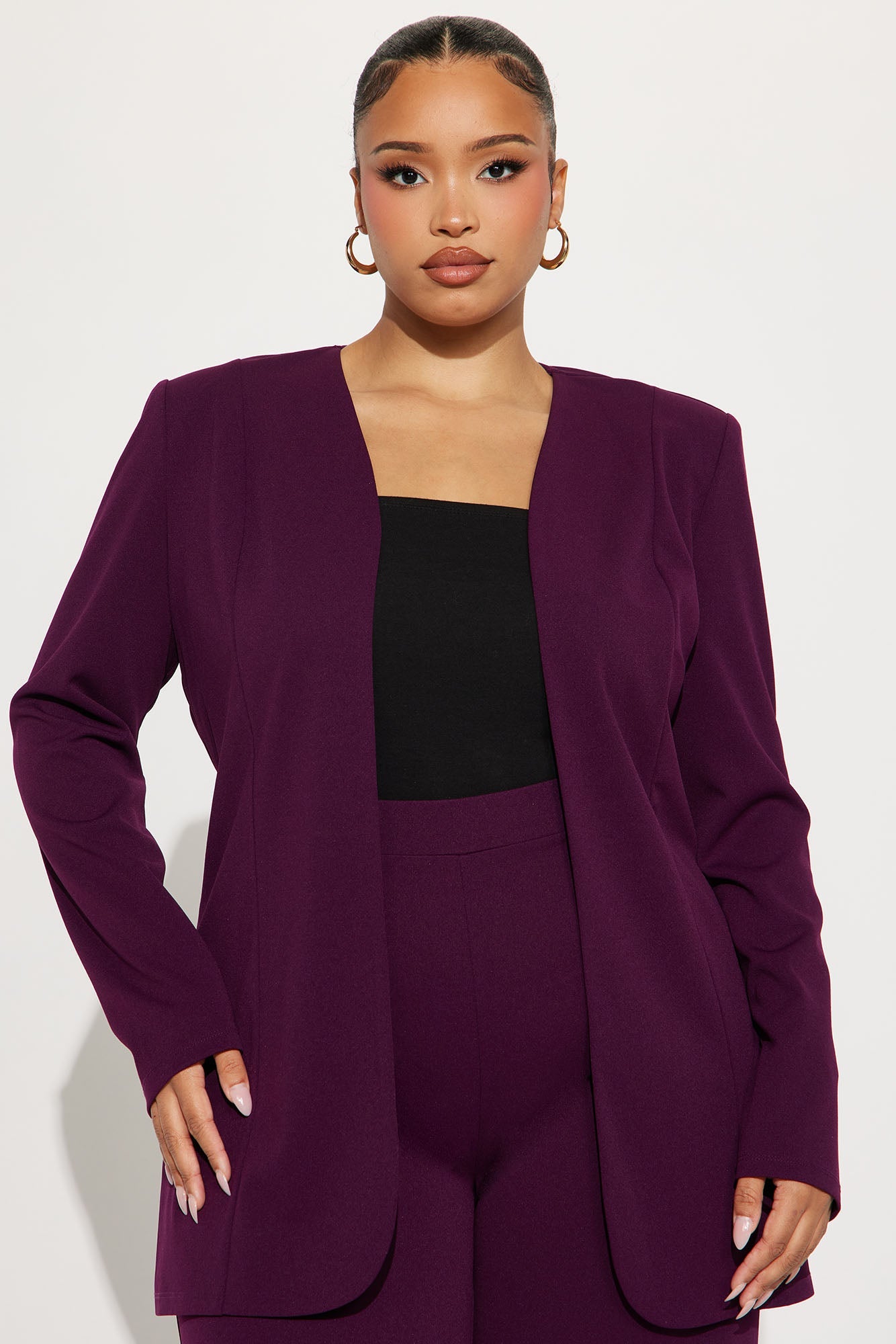 Payin' It Forward Wide Leg Pant Set - Eggplant