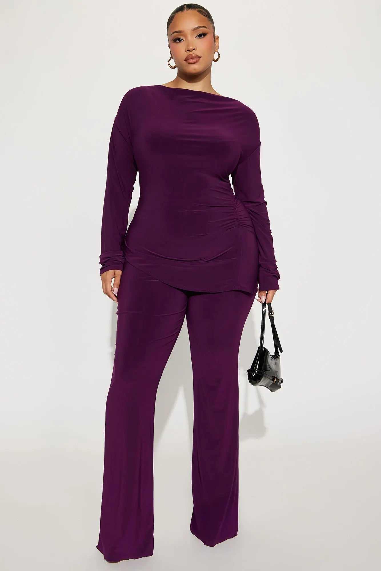 Caught In The Moment Pant Set - Eggplant 