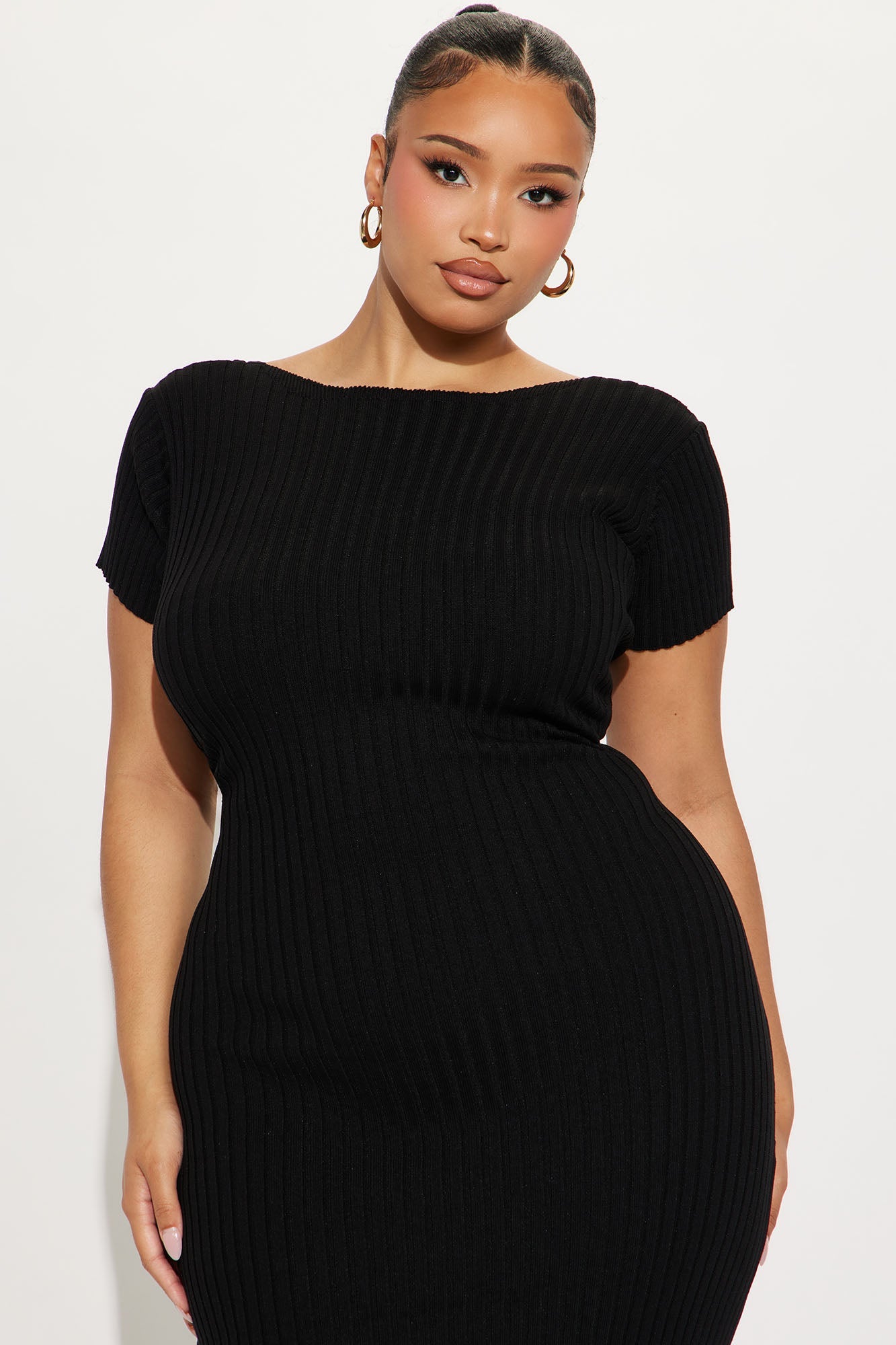 Nomi Low Back Sweater Maxi Dress - Black