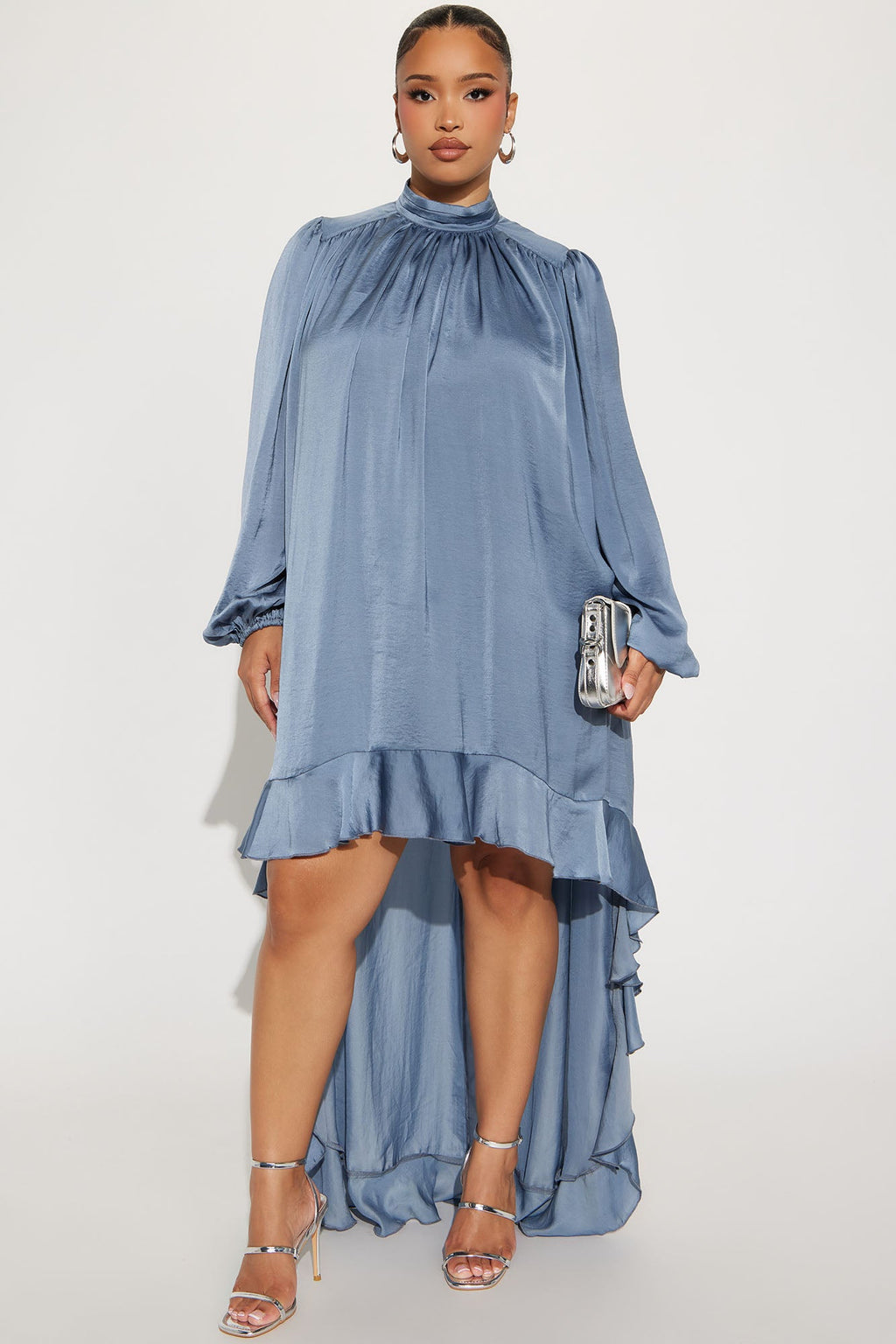 Giselle Long Sleeve Flowy Mini Dress - Blue