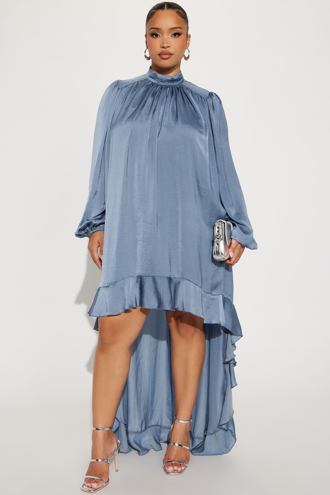 Giselle Long Sleeve Flowy Mini Dress - Blue